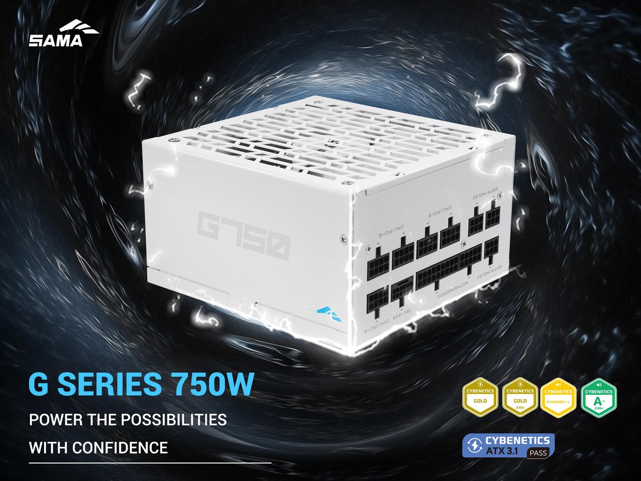 SAMA G750W ATX 3.1 Power Supply, 80+ Gold Efficiency, PCIE 5.1 Ready, Full