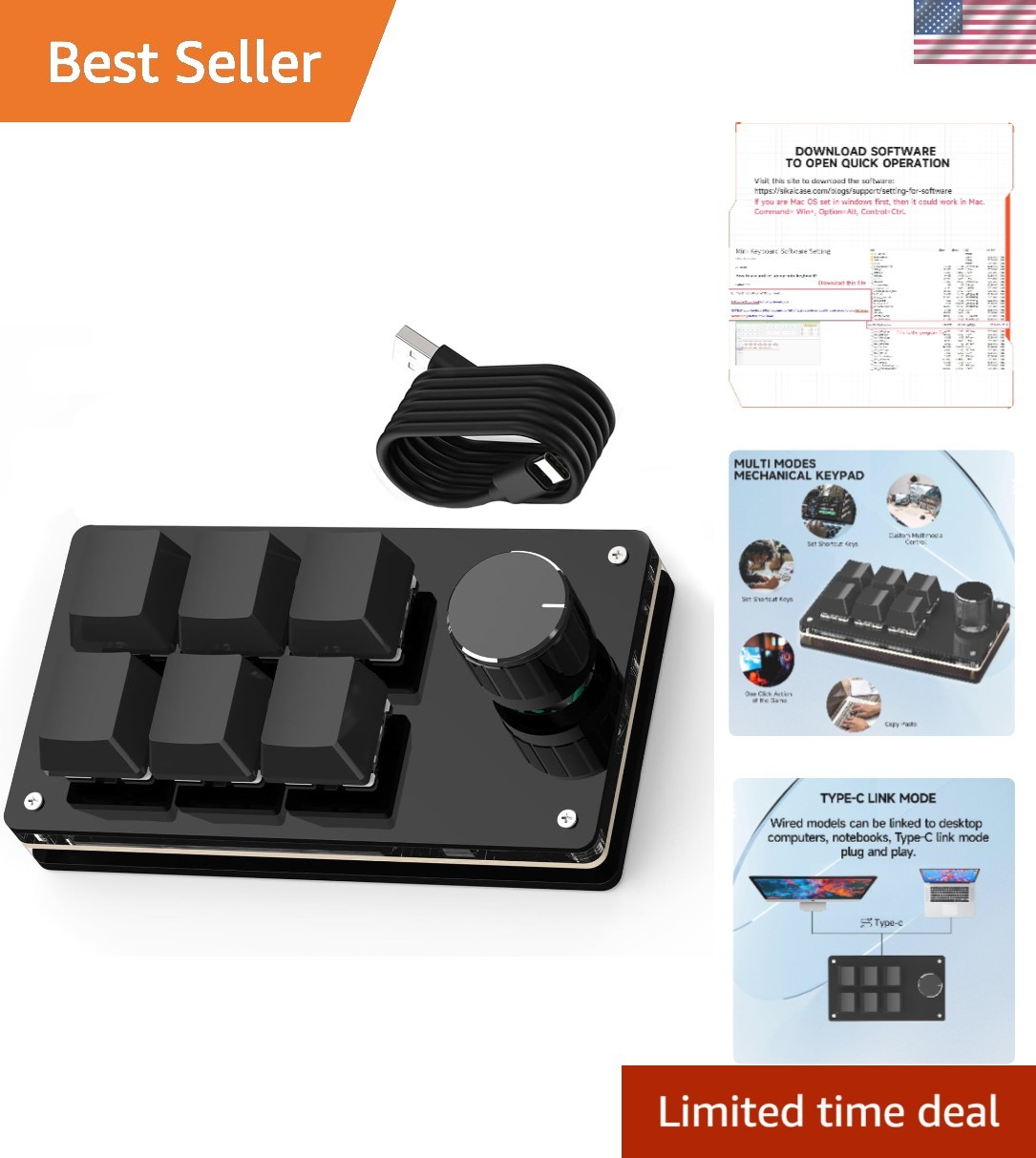 Programmable Macro Keyboard,6 Key Macro Mechanical Gaming Macro Keypad,Custom...