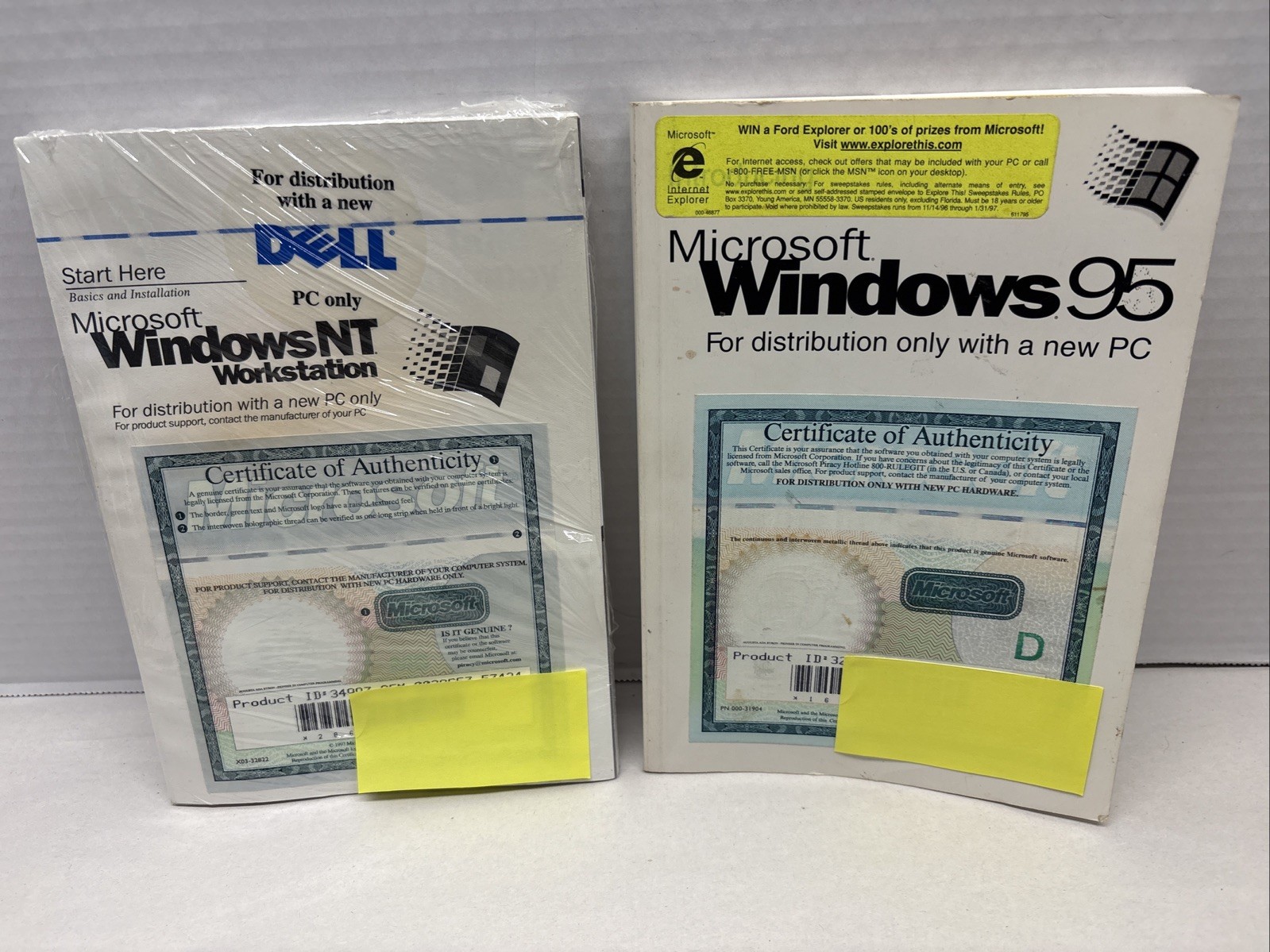 Vintage Lot of 2 Microsoft Windows NT & Windows 95 Manuals COA Windows NT Disc