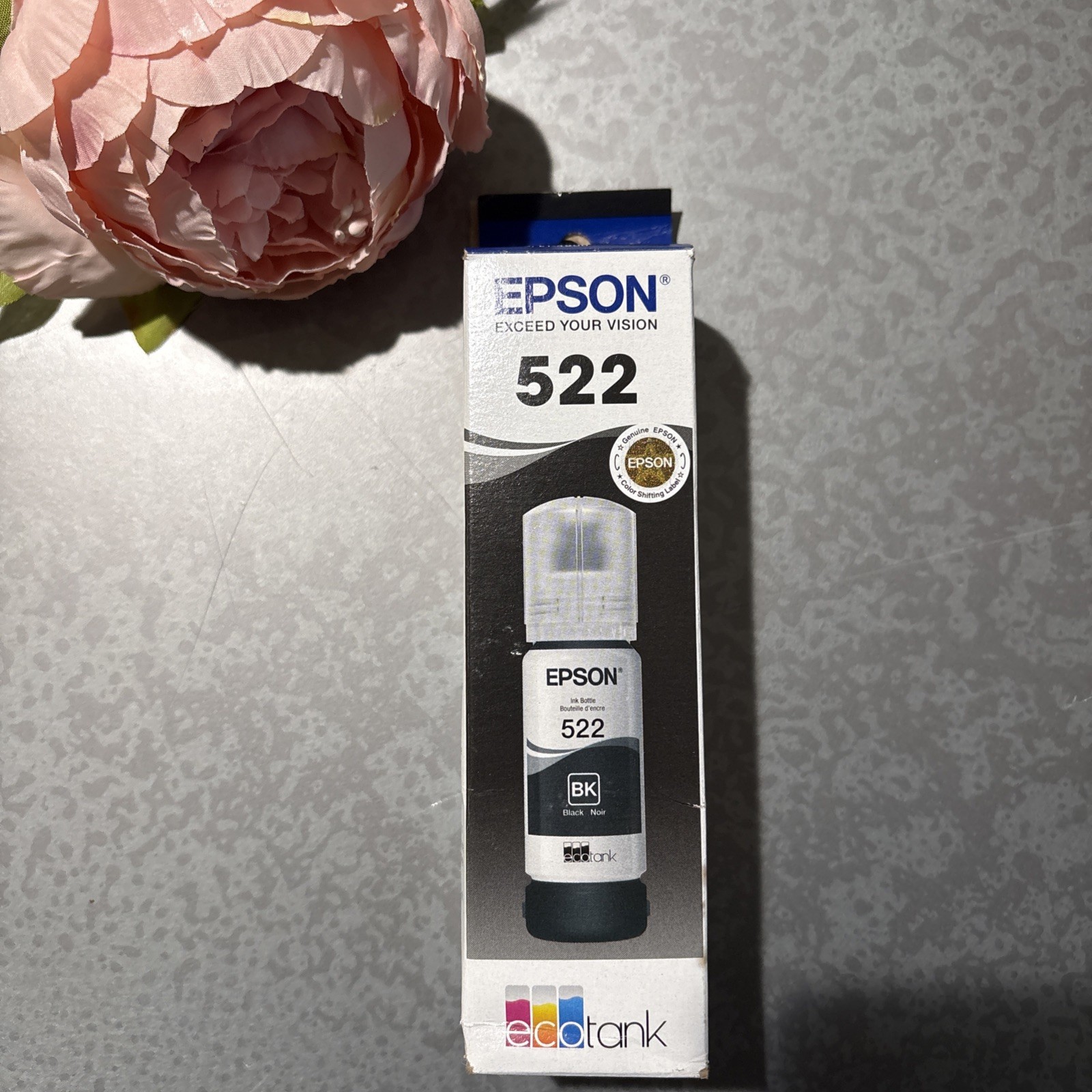 New Genuine New Epson 522 Ecotank T522120-S Black Ink Bottle 65mL Exp 02/2027
