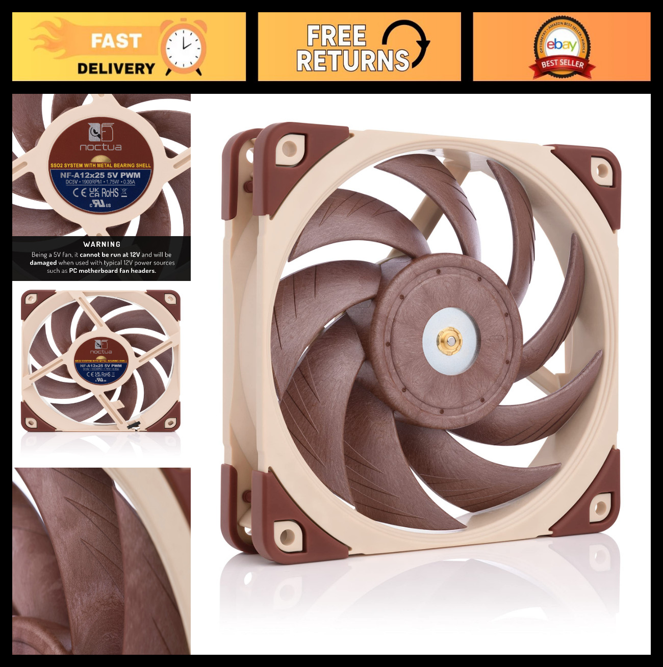 High-Performance 120mm Quiet PWM Fan, Ultra-Quiet Cooling for PC & Laptop