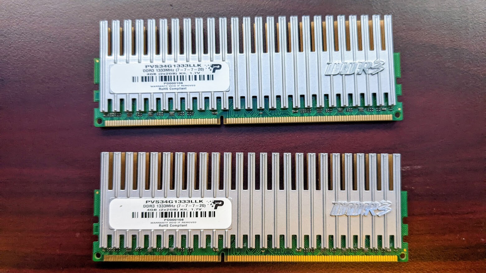 Patriot Extreme Viper 2GB DDR3-1600 (Lot Of 2)  -  PVS34G1333LLK