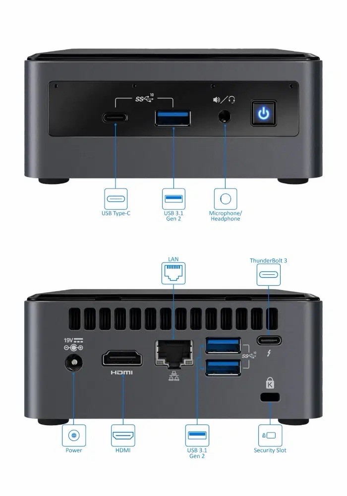 Intel NUC NUC10i5FNH Mini PC - 10th Gen i5-10210U 16GB RAM-512GB SSD Win 10PRO