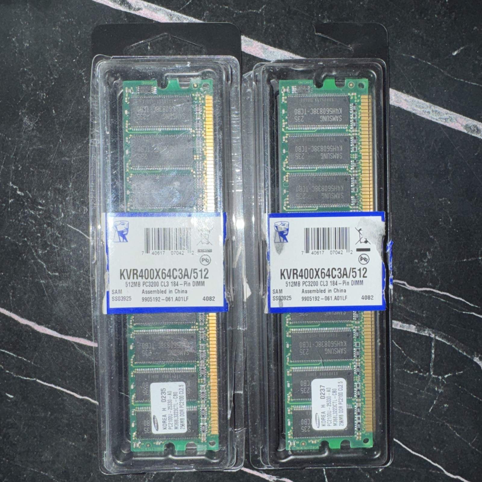 BRAND NEW Set of 2 Unopened Kingston KVR266X64C25/256 DDR266 256MB RAM 