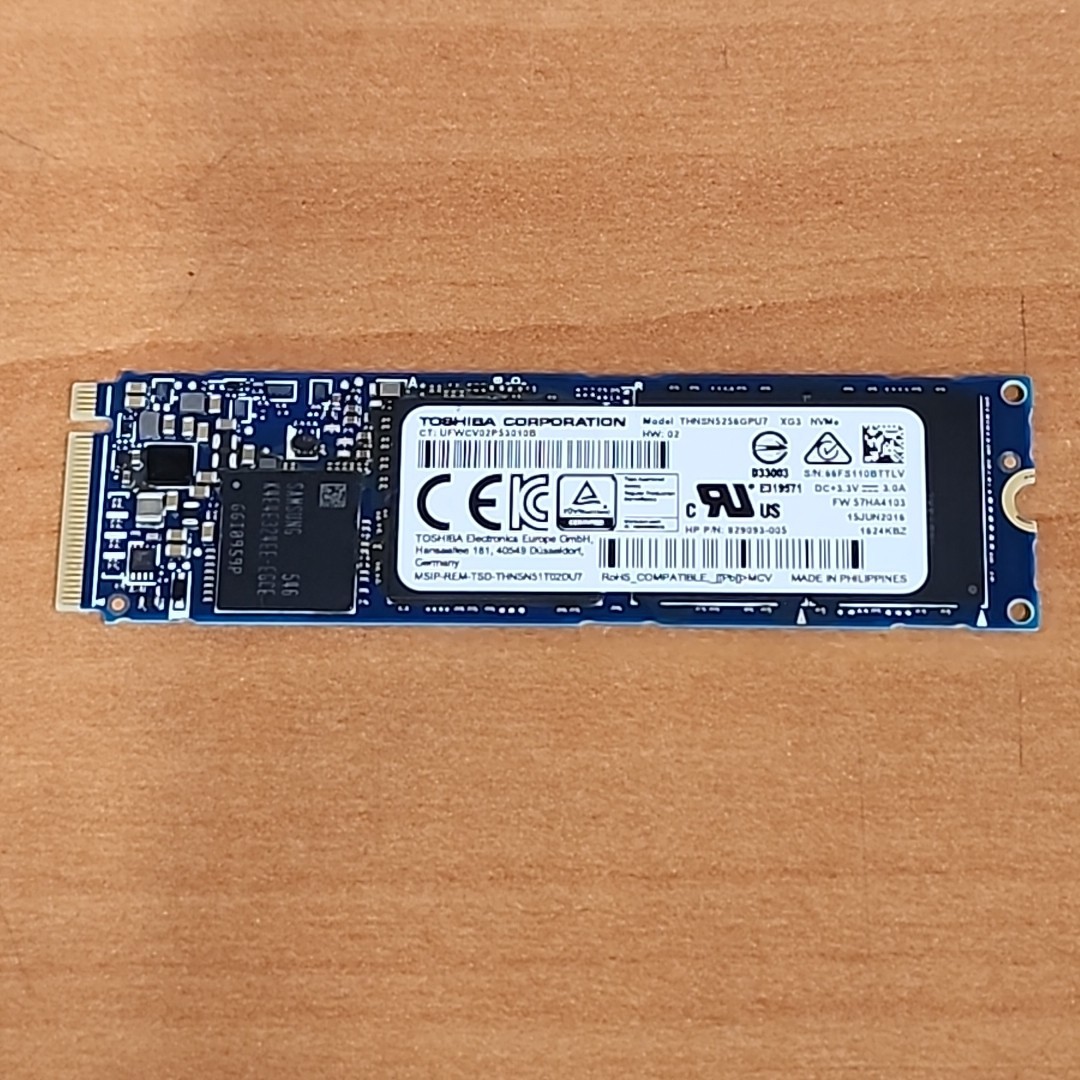 Toshiba 256GB XG3 M.2 2280 PCIe SSD THNSNS256GPU7 HP P/N: 829093-005