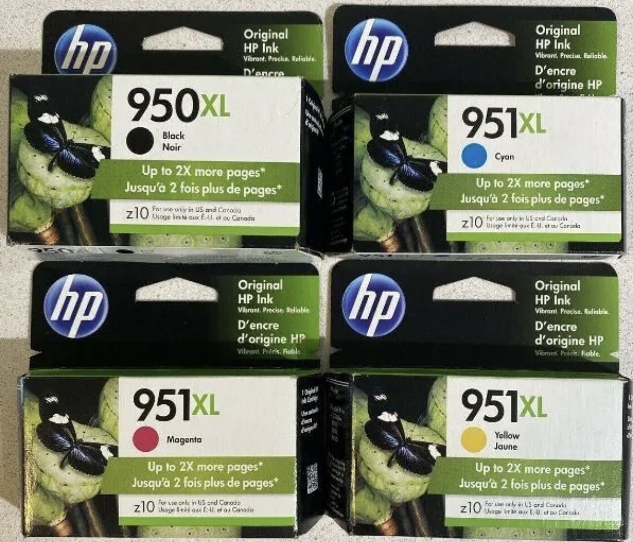 Set 4 New Genuine Factory Sealed HP 950XL 951XL Ink Cartridges KCMY 2020 - 2024