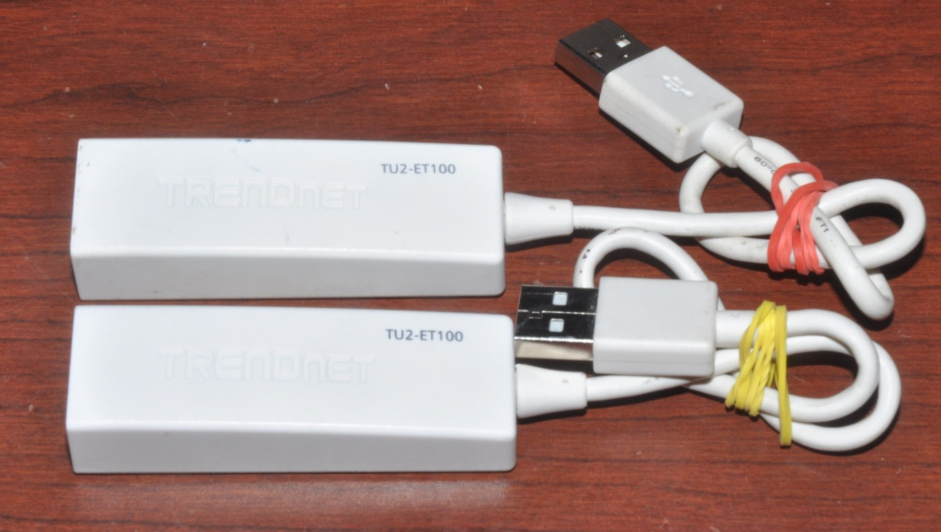 Two Trendnet TU2-ET100 USB to 10/100 Mbps Adapter H/W:V4.0R