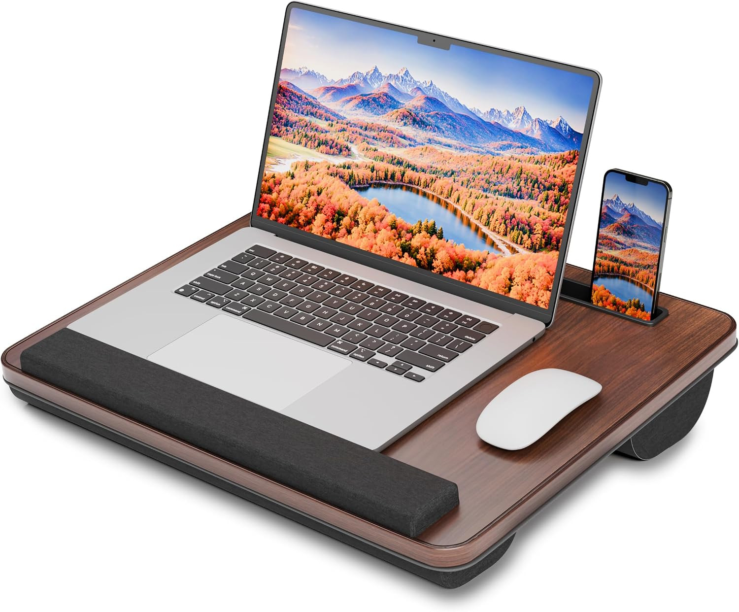 Laptop Lap Desk with Cushion, Fit up to 15.6" Laptops, Dark Brown