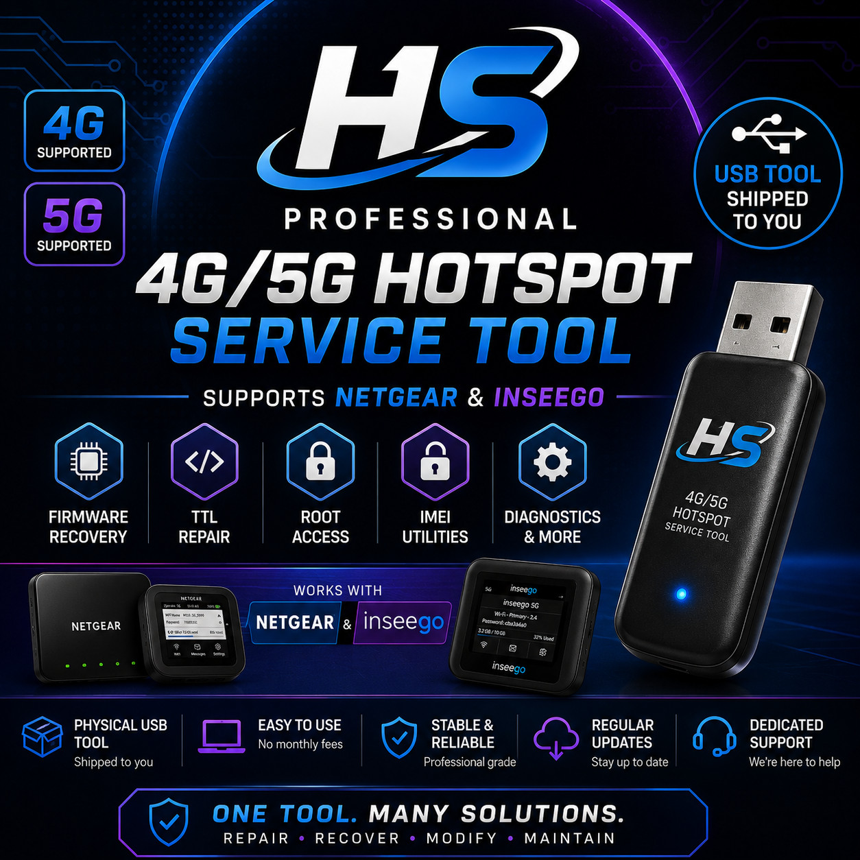 Inseego Netgear Hotspot Tool MR1100 MR6500 IMEI TTL Unlock Firmware Repair