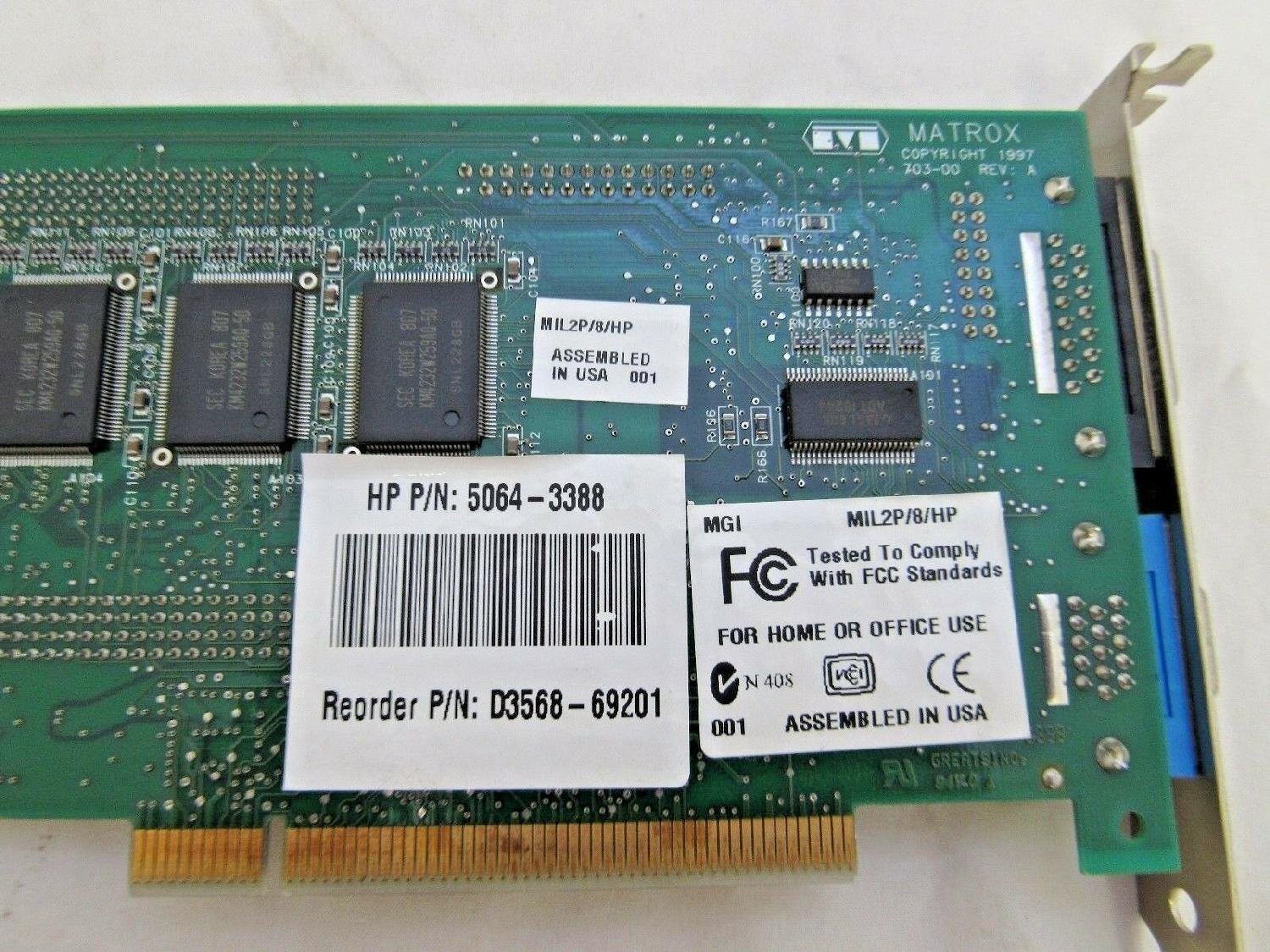 HP Matrox Millennium II 8MB PCI Video Card with VGA - D3568-69201