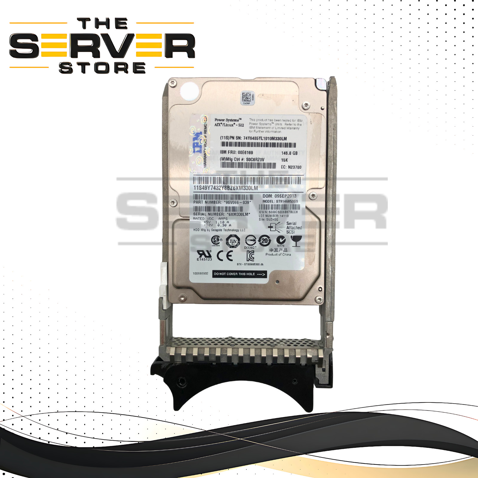 IBM Seagate 146GB 15K 6Gb/s SAS 2.5" SFF AIX HDD W/ Tray ST9146853SS 00E6169