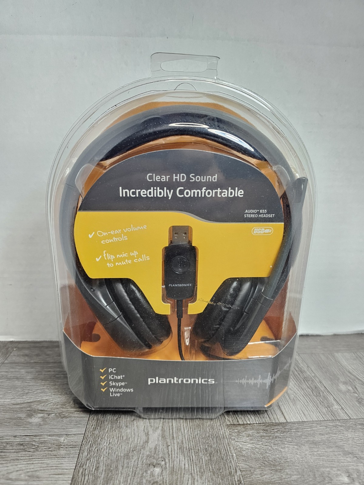 Plantronics Audio 655 USB Stereo Headset DSP Black Headband Clear HD Sound New 