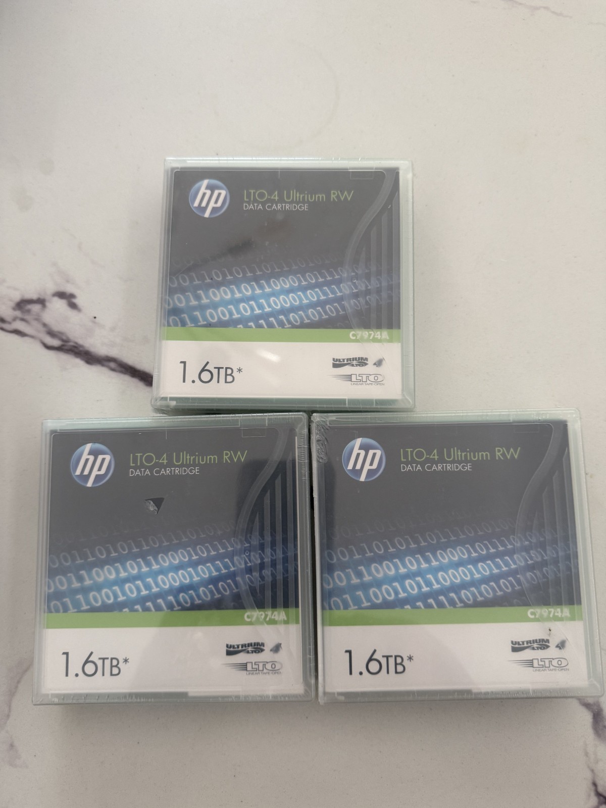 Set of 3 HP C7974A LTO-4 Ultrium RW 1.6TB Data Cartridge Backup Tape New Sealed