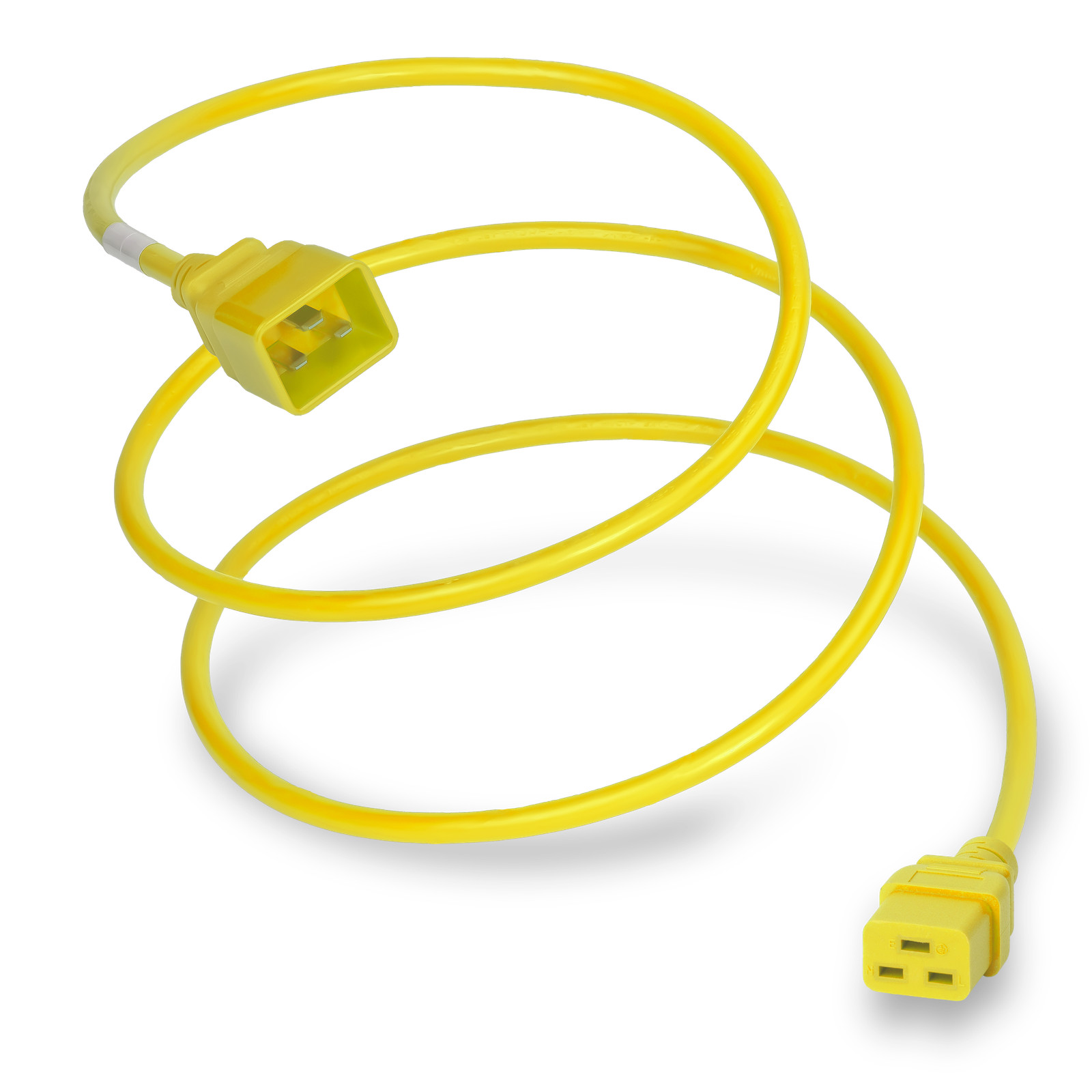 5 Pack of C19 C20 20A 250V 12/3 SJT Power Cord - Yellow - 7ft