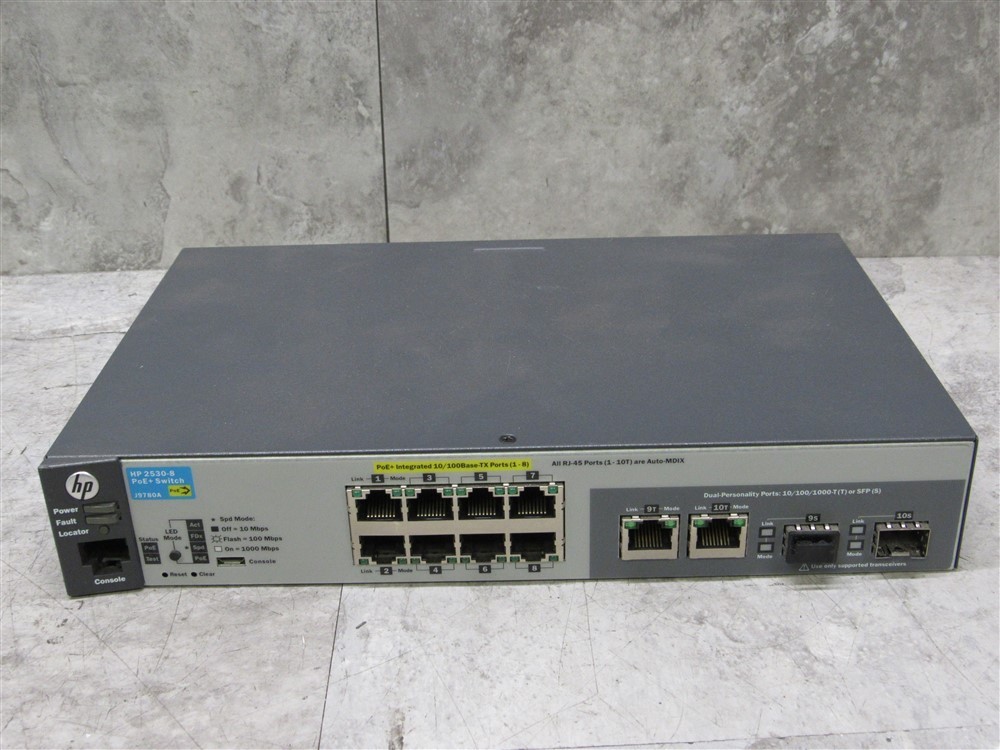 HP HPE 2530-8 POE+ 8 Ports Managed Fast Ethernet Switch J9780A