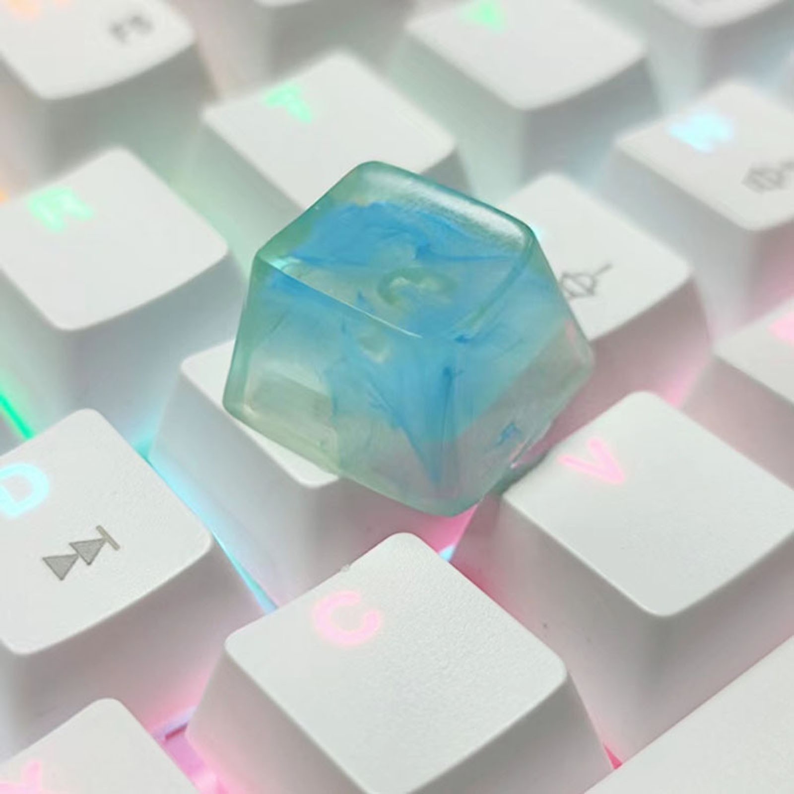 Blue Translucent Keycap Resin Mechanical Keyboard Keycap Spare Part Accessories