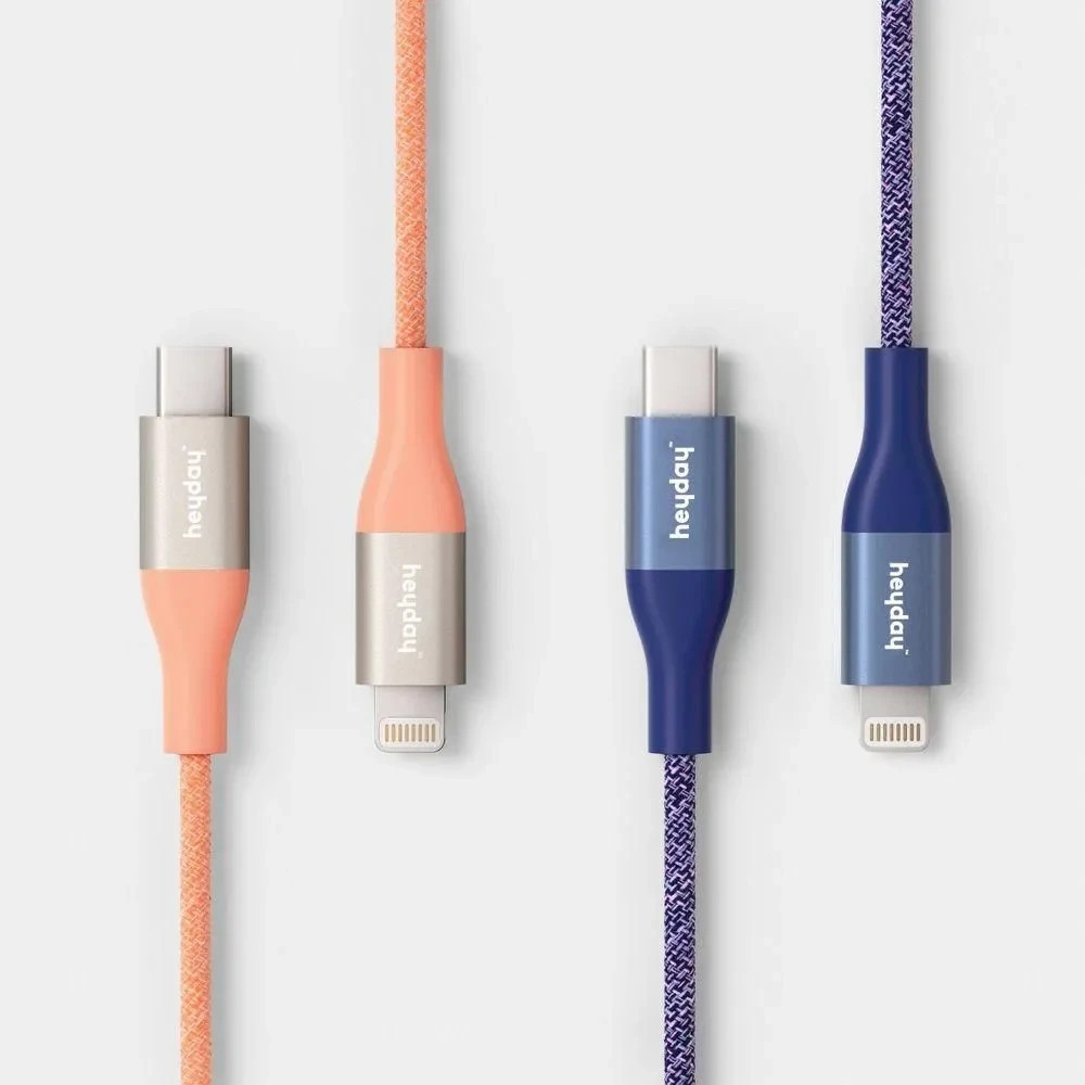 10ft USB-C to iPhone 14 to 5 Series - Braided Cable - 2pk - Heyday-Peach Future