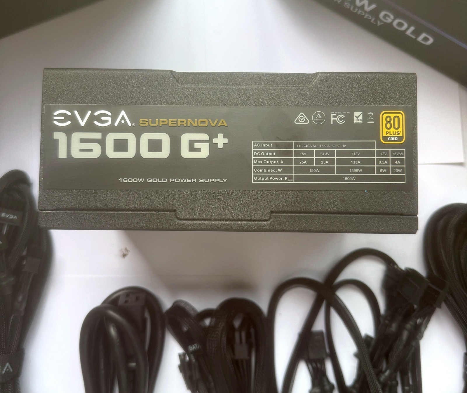 EVGA SuperNOVA 1600 G+ 1600W 80+ Gold Fully Modular PSU Tested w/ Box & Cables