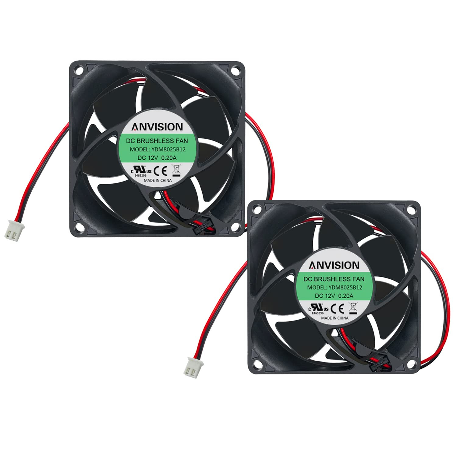 2-Pack 80Mm X 25Mm DC 12V Brushless Cooling Fan, Dual Ball Bearing