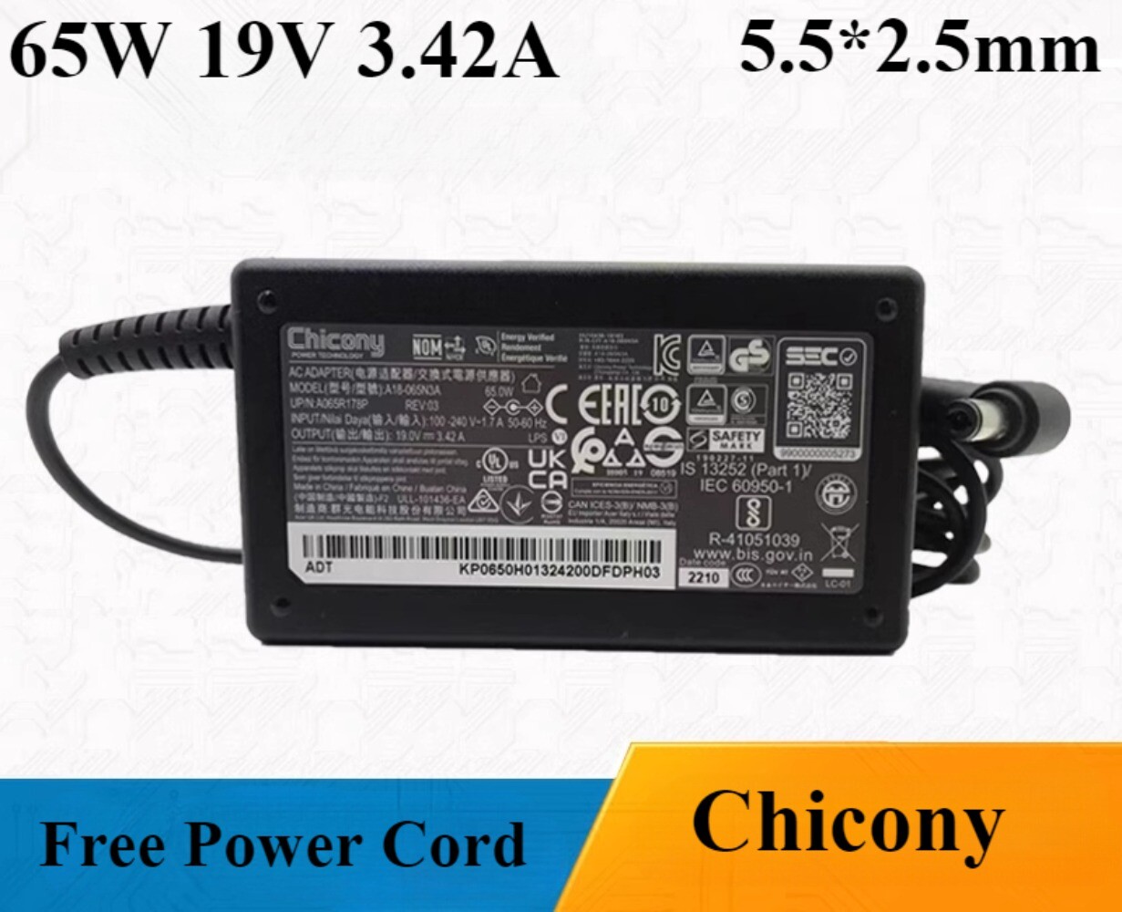 Genuine Chicony 65W 19V 3.42A Charger A18-065N3A 5.5*2.5mm Power Adapter