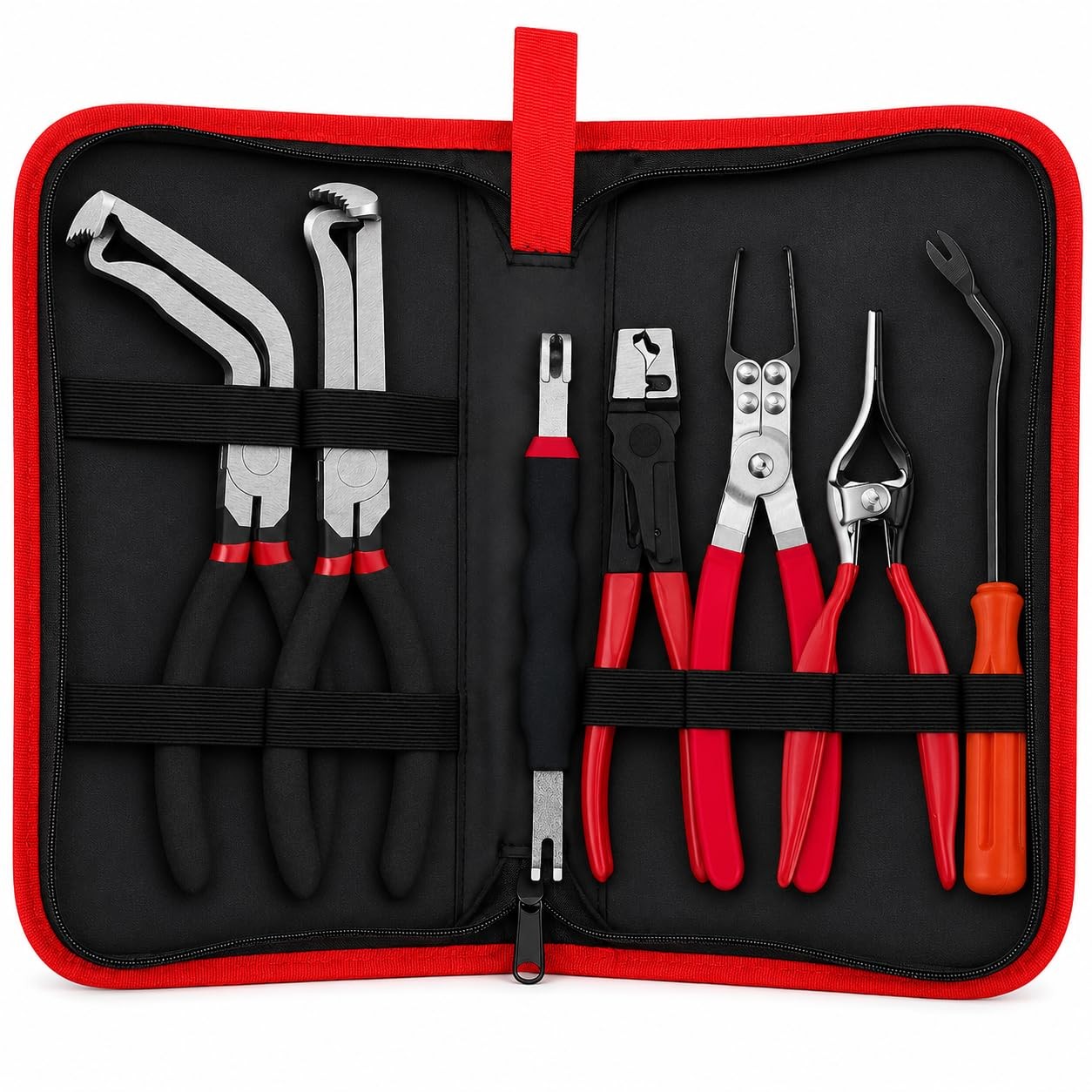 Automotive Electrical Disconnect Pliers Set with Leather Storage Case 7PCS