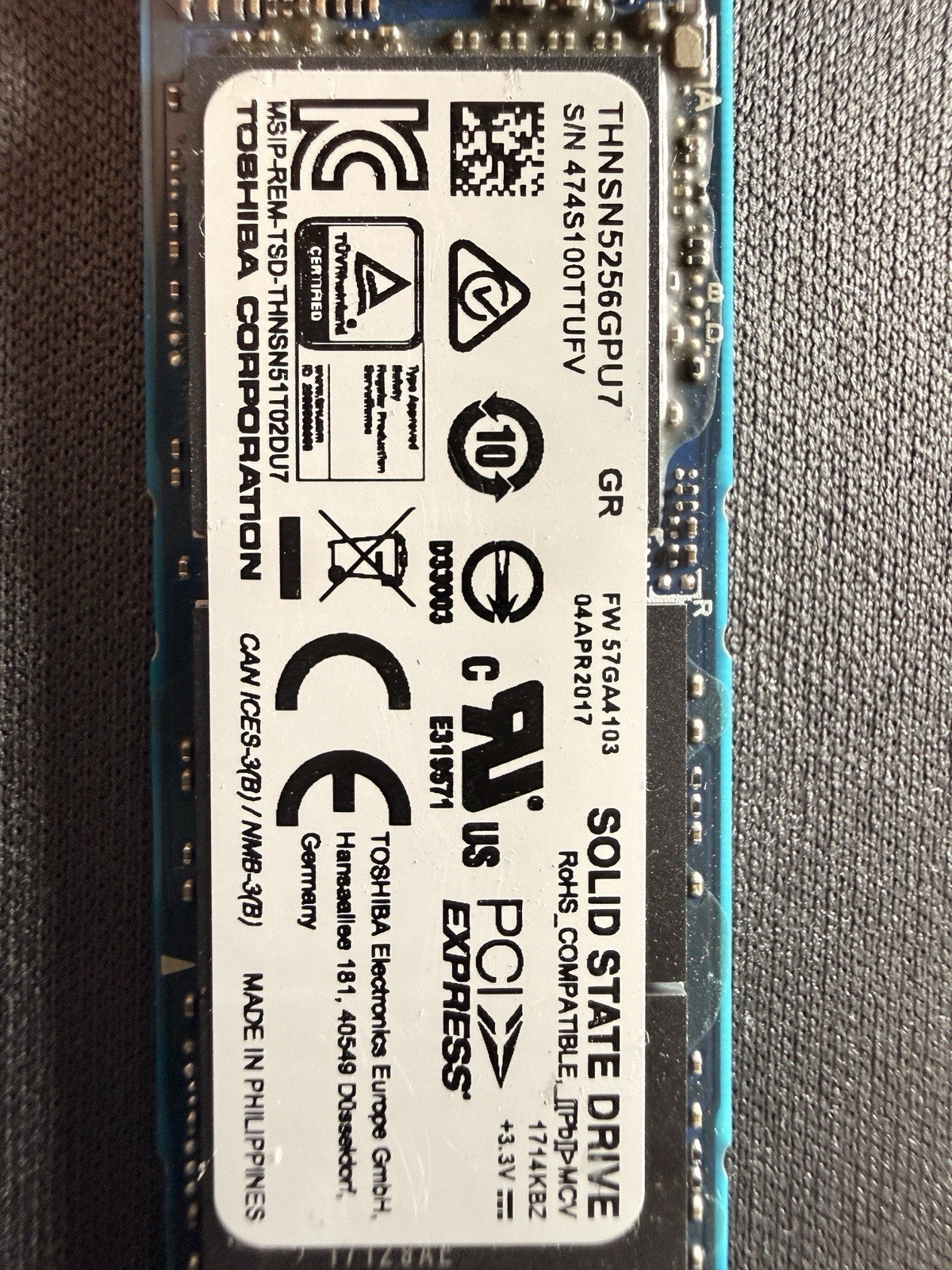 Toshiba XG3 256GB, 2.5 inch Internal SSD - THNSN5256GPU7