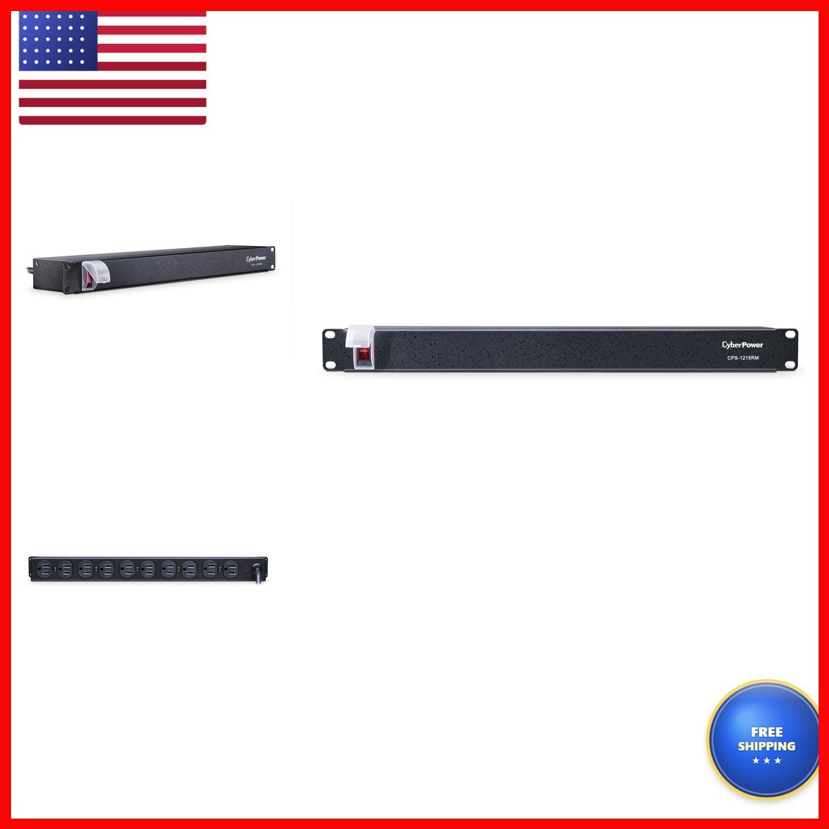CyberPower CPS1215RM Basic PDU, 100-125V/15A, 10 Outlets, 15ft Power Cord, 1U