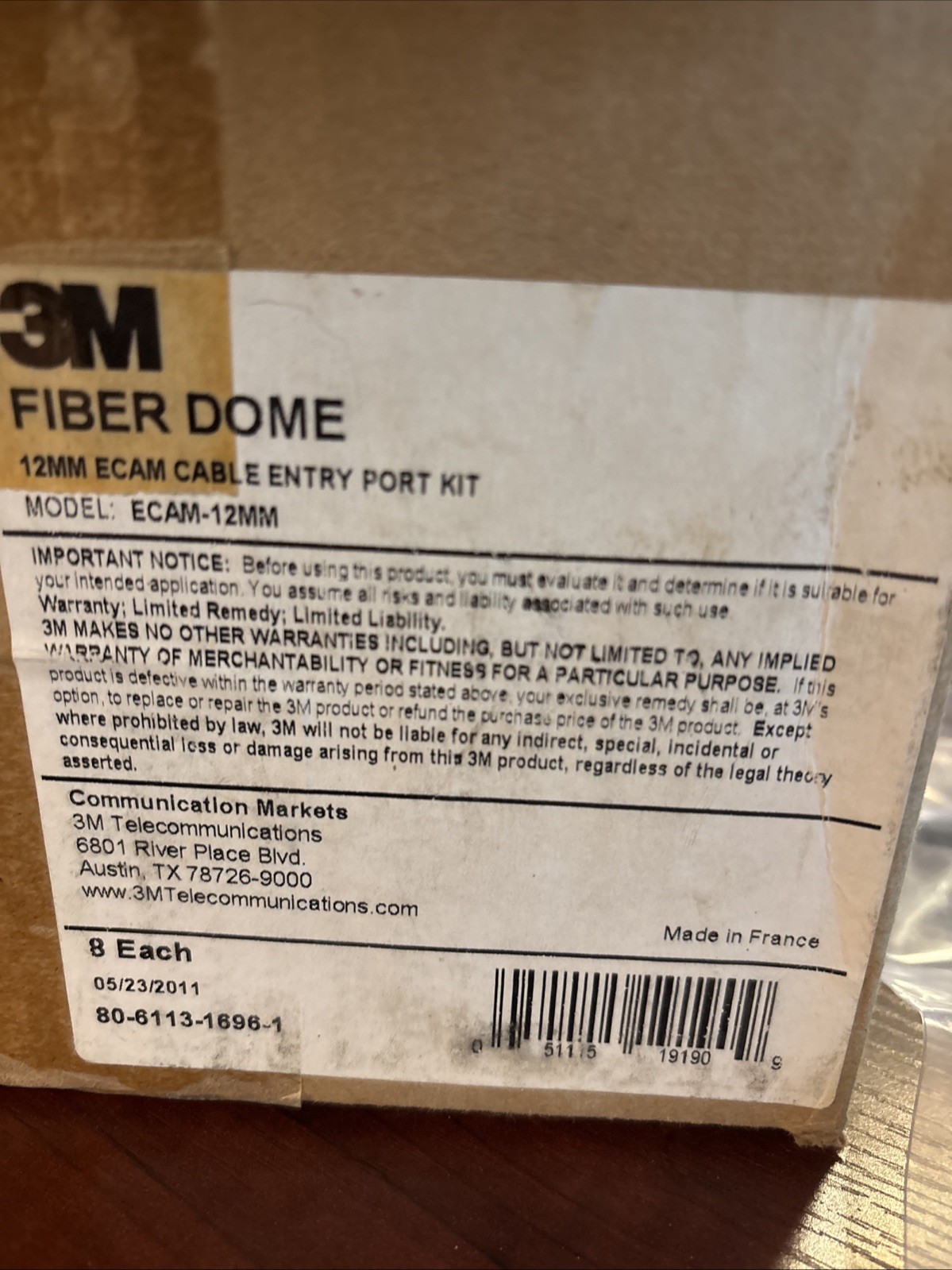 Lot Of 7 3M Fiber Dome ECAM 12MM 80-6113-1696-1 NEW Cable Entry Port Kits Sealed