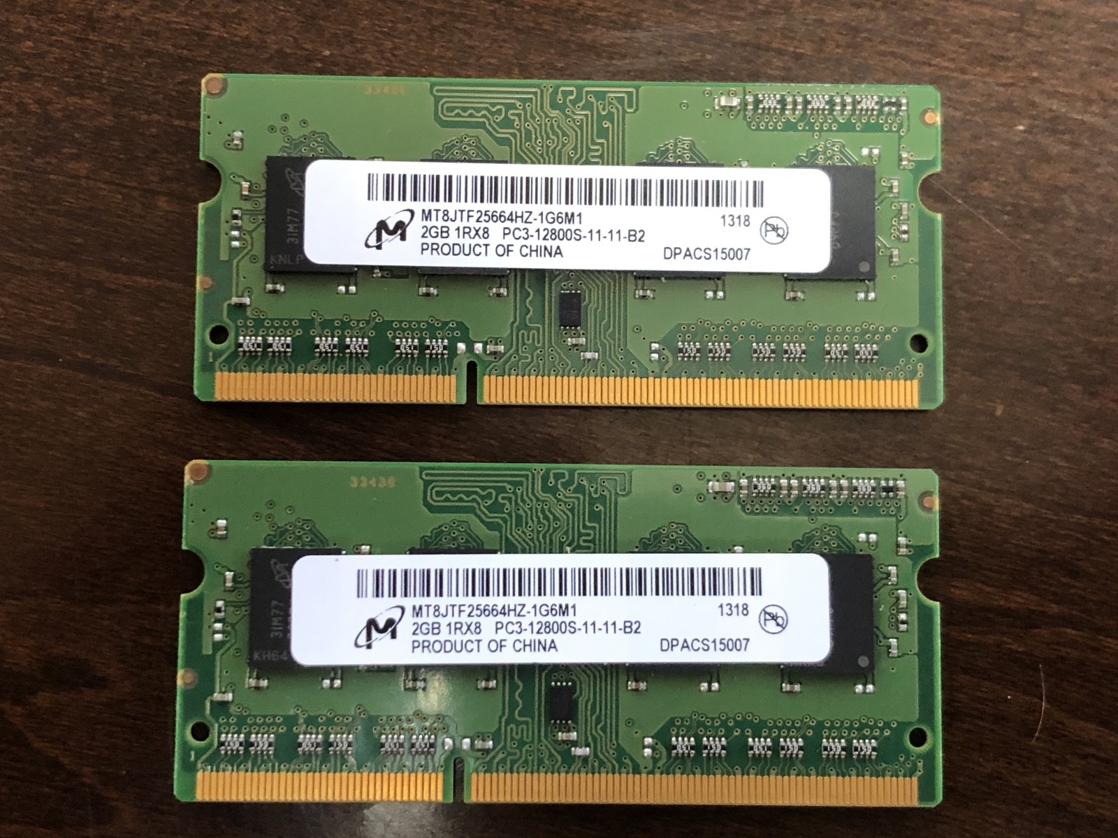 Micron 2GB PC3-12800 Lot of 2 - RAM / Memory