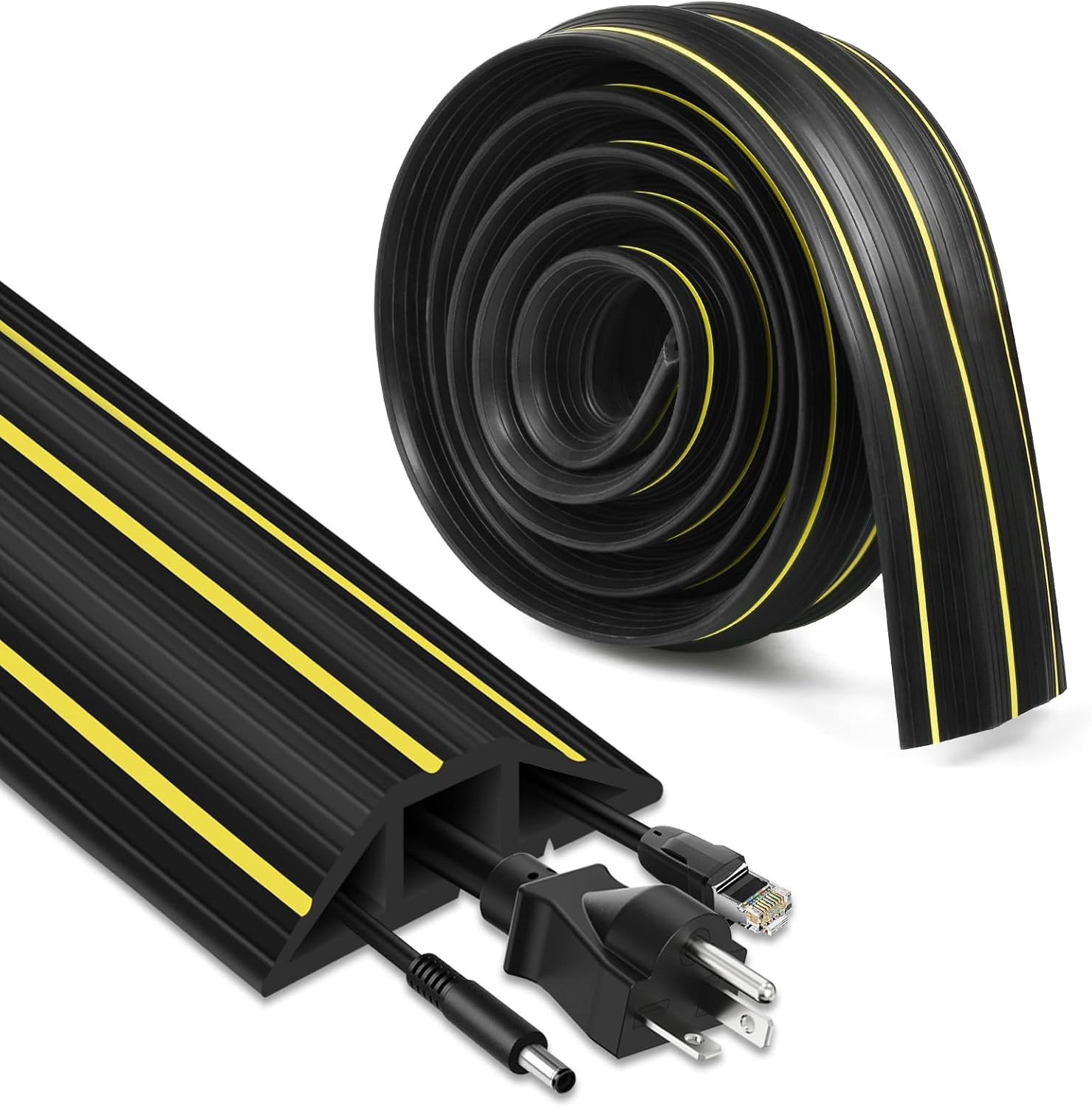 Floor Cord Cover, 10Ft Cord Covers for Wires on Floor, Extension Outdoor Cable C