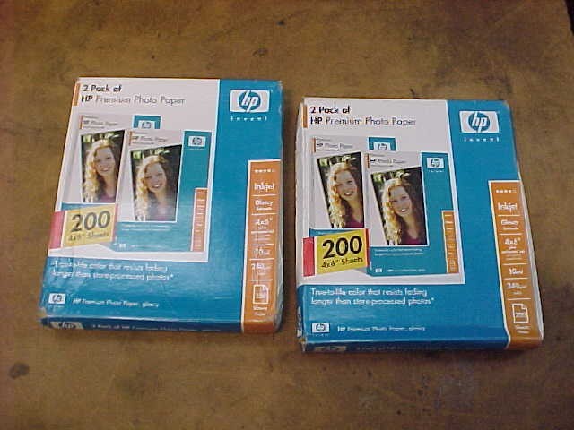 NOS 2 Packs of 200 Sheets HP Premium Glossy Photo Paper 4 x 6" 400 Sheets Total