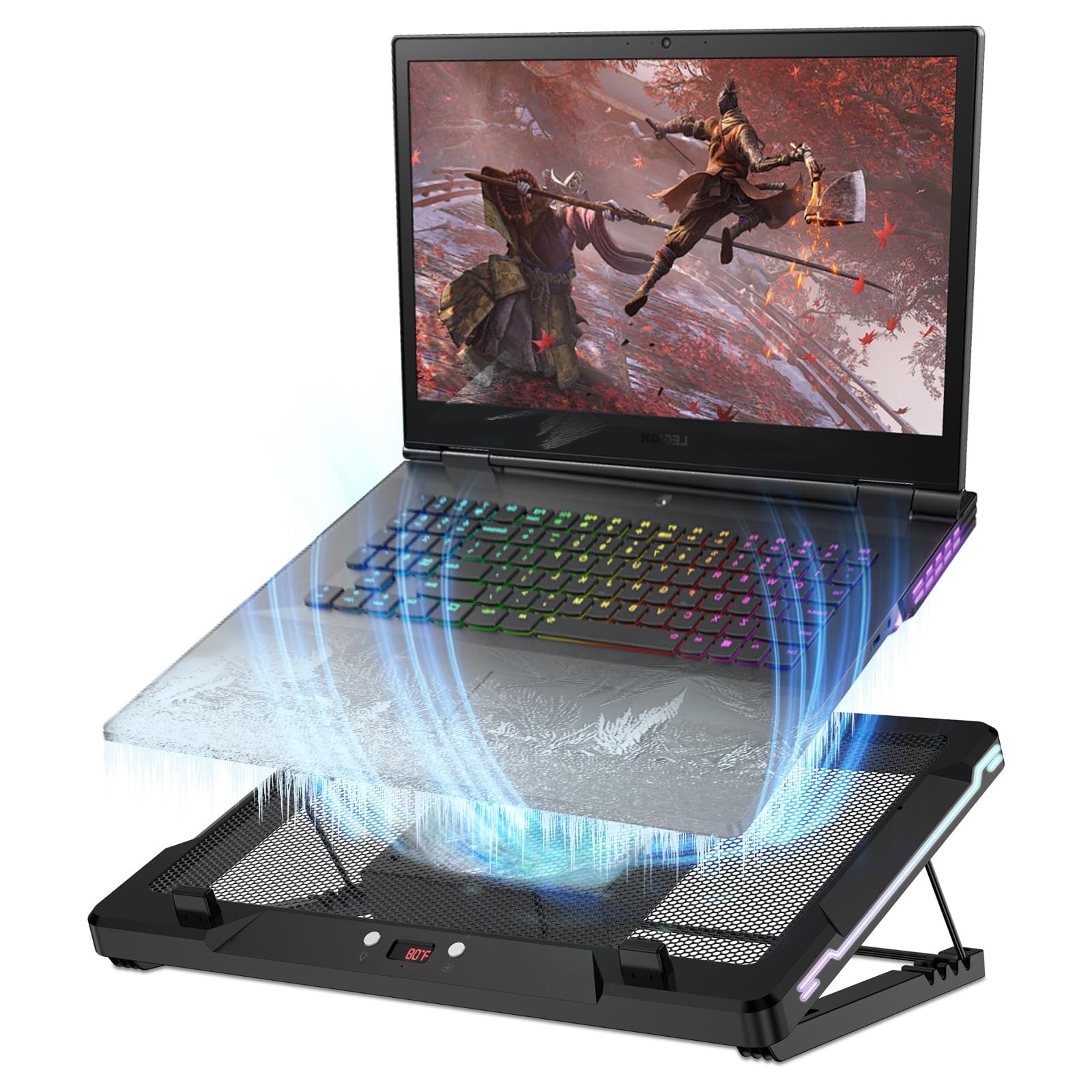 DEPGI Laptop Cooling Pad, Laptop Cooler Stand with 5.5" Movable Fan Easy to C...