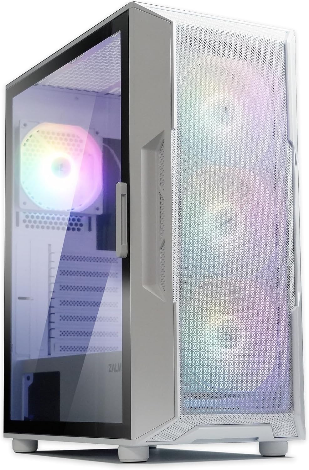 Stylish i3 Neo White Mid-Tower Case with RGB Fans and Dust Filter Features