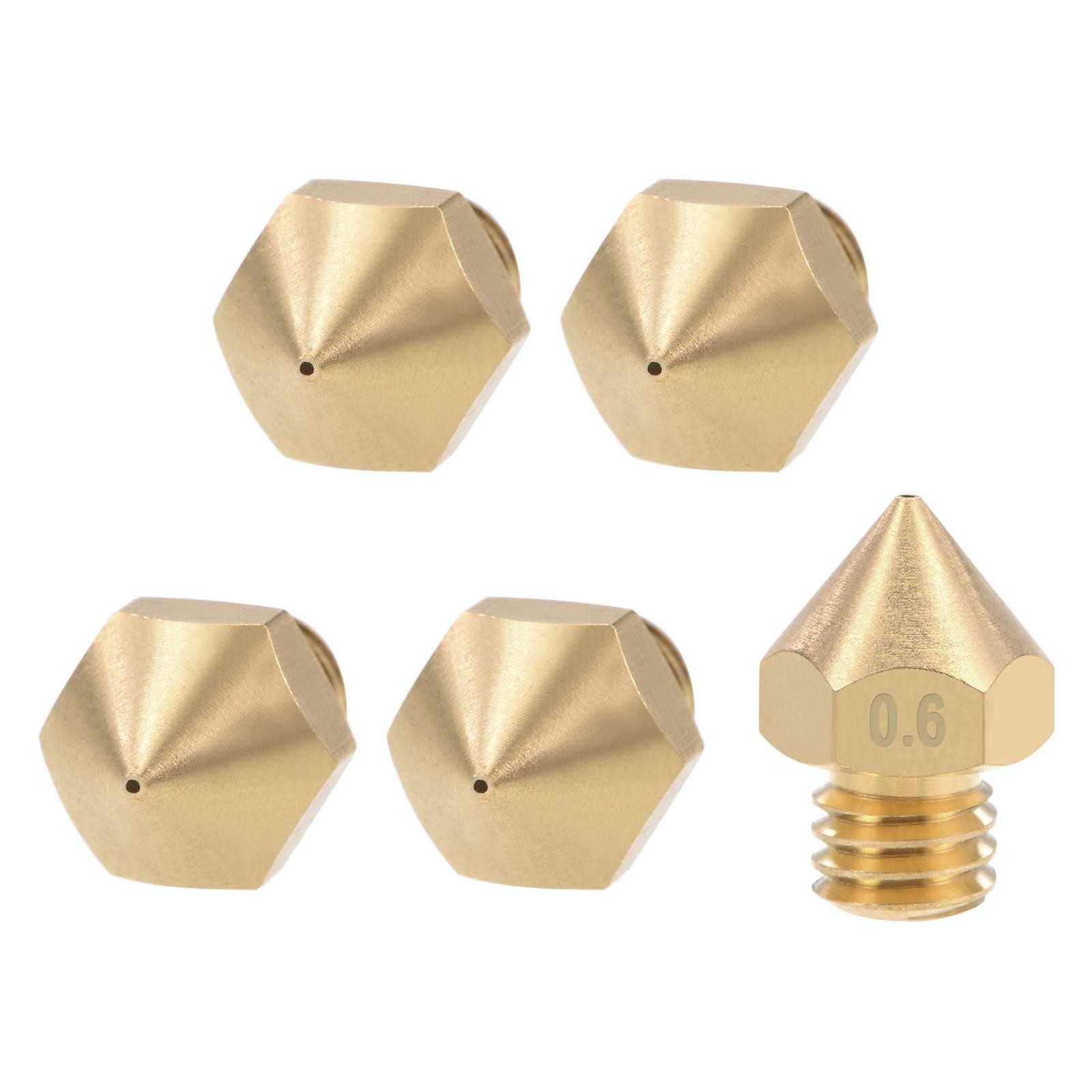 5Pcs M6x0.6mm 3D Printer Nozzle Brass Nozzles Extruder for MK8 3D Printer
