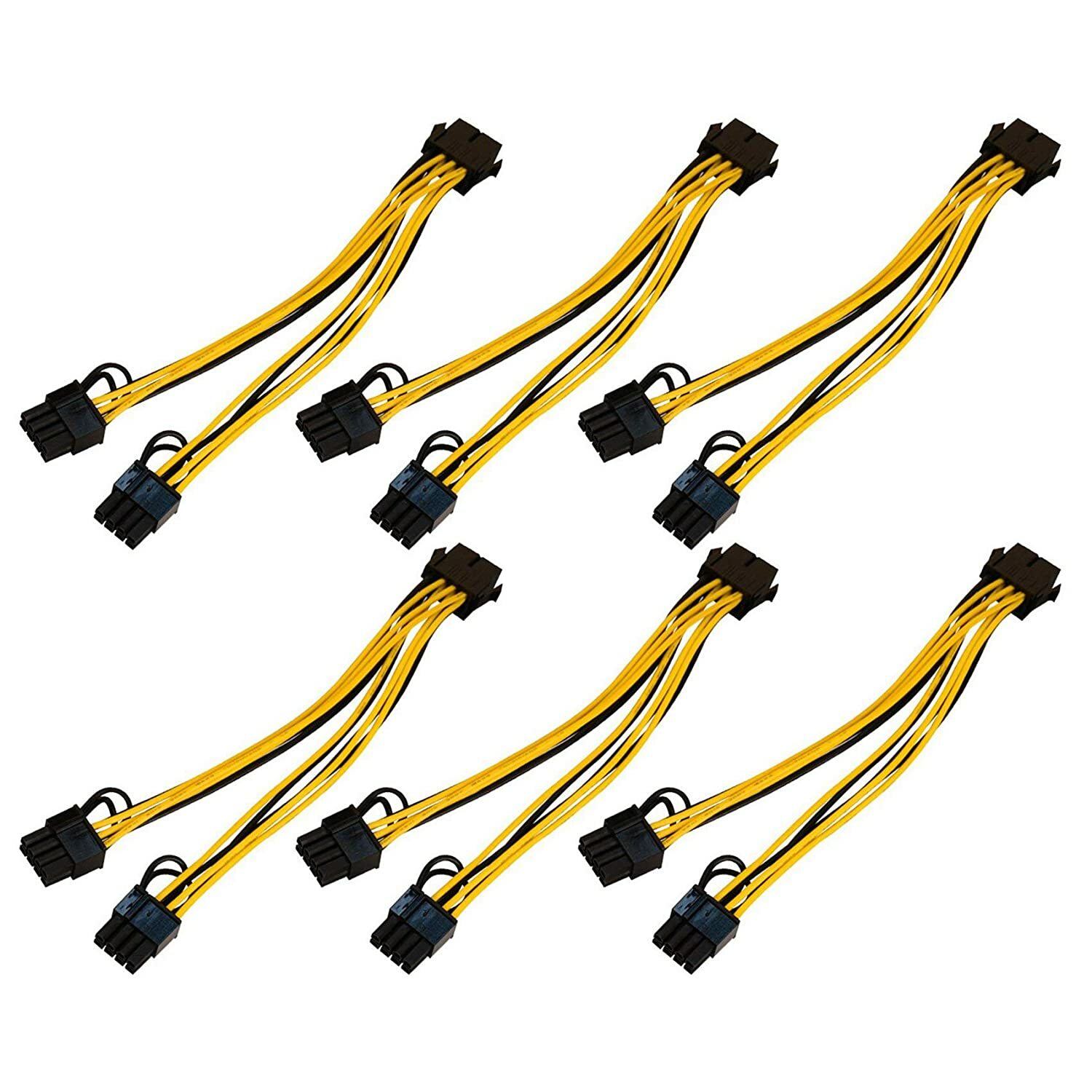 10x CPU 8 Pin to Dual PCIe 2X 8 Pin (6+2) Splitter Power Cable for Graphics Card