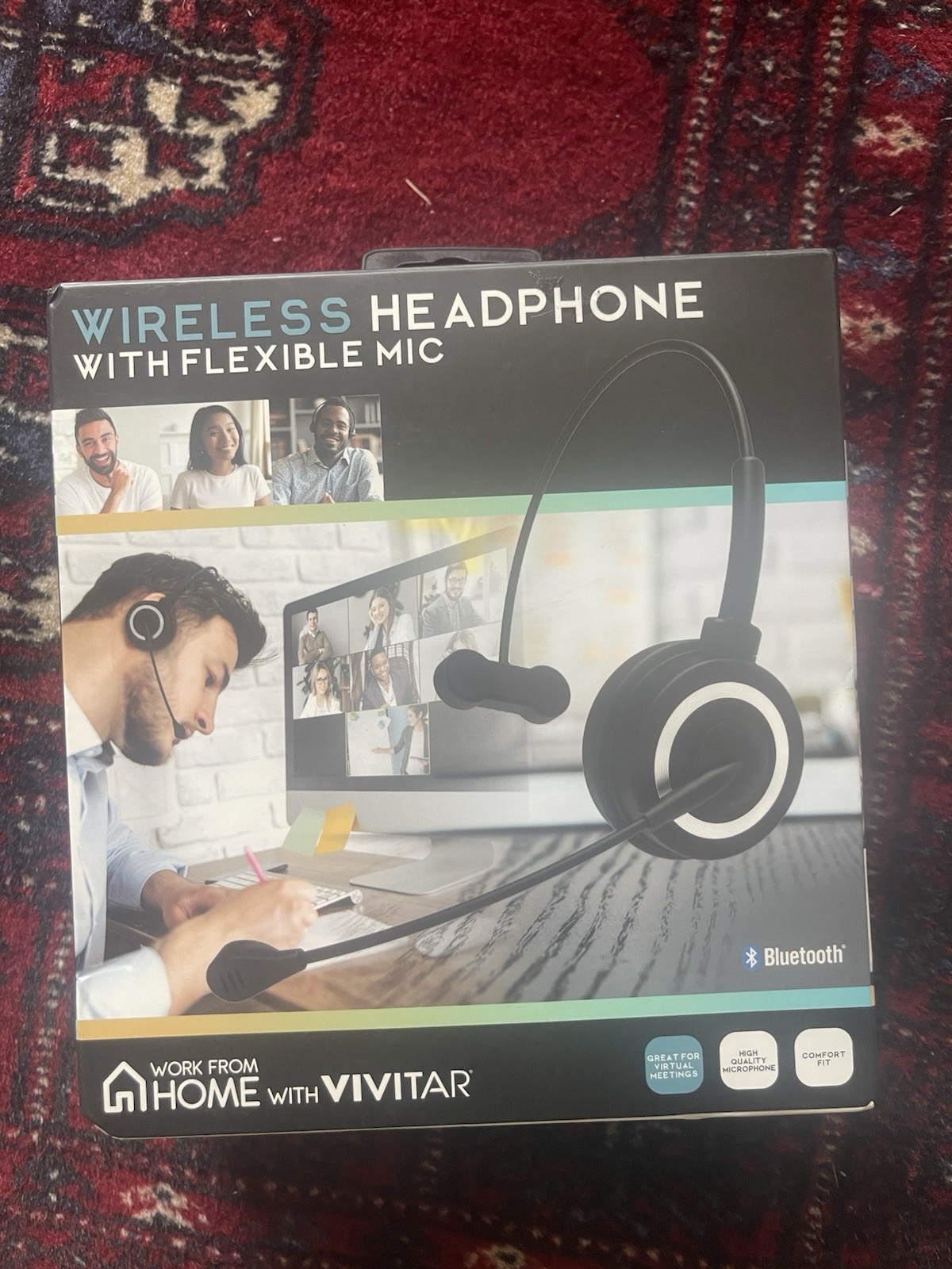 New Vivitar VWC105 Wireless Headphone with Flexible Mic W/Charge Cord Fast Ship