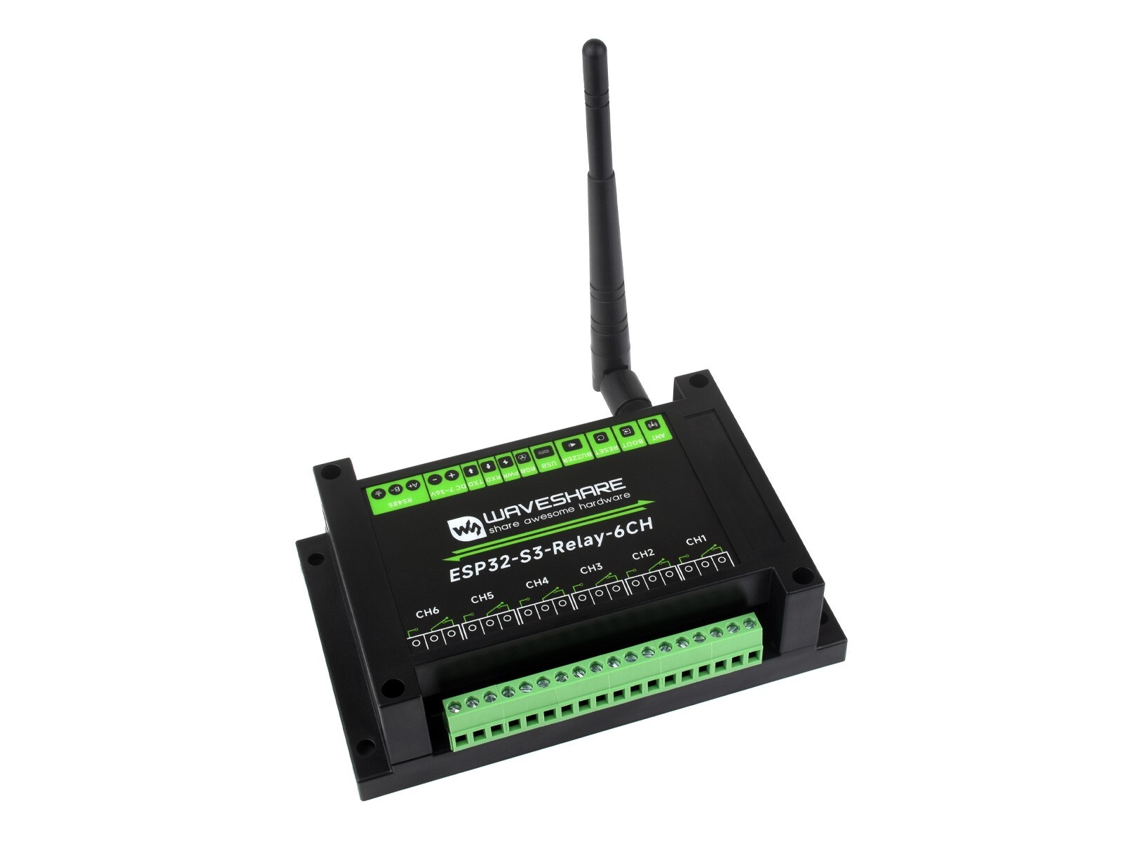 Waveshare Industrial 6-Channel ESP32-S3 WiFi Relay Module, WiFi/Bluetooth /RS485