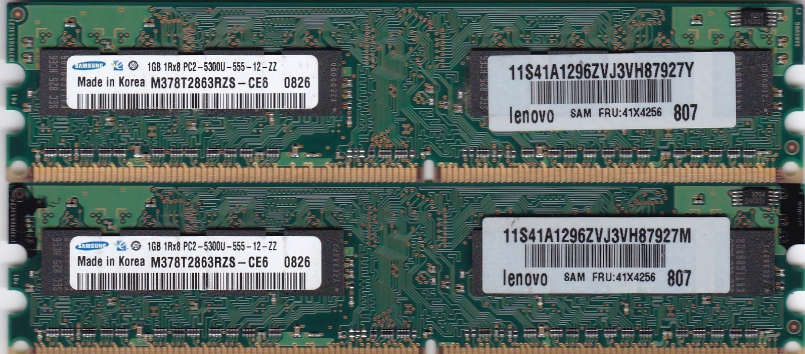 2GB 2x1GB PC2 5300 DDR2-667 SAMSUNG M378T2863RZS-CE6 MEMORY KIT Lenovo 41X4256