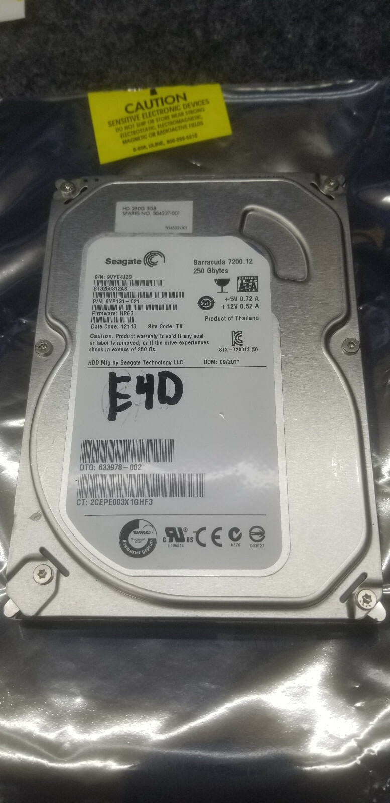 Seagate BarraCuda ST3250312AS 250GB 7200 RPM 8MB Cache SATA 6.0Gb/s 3.5"