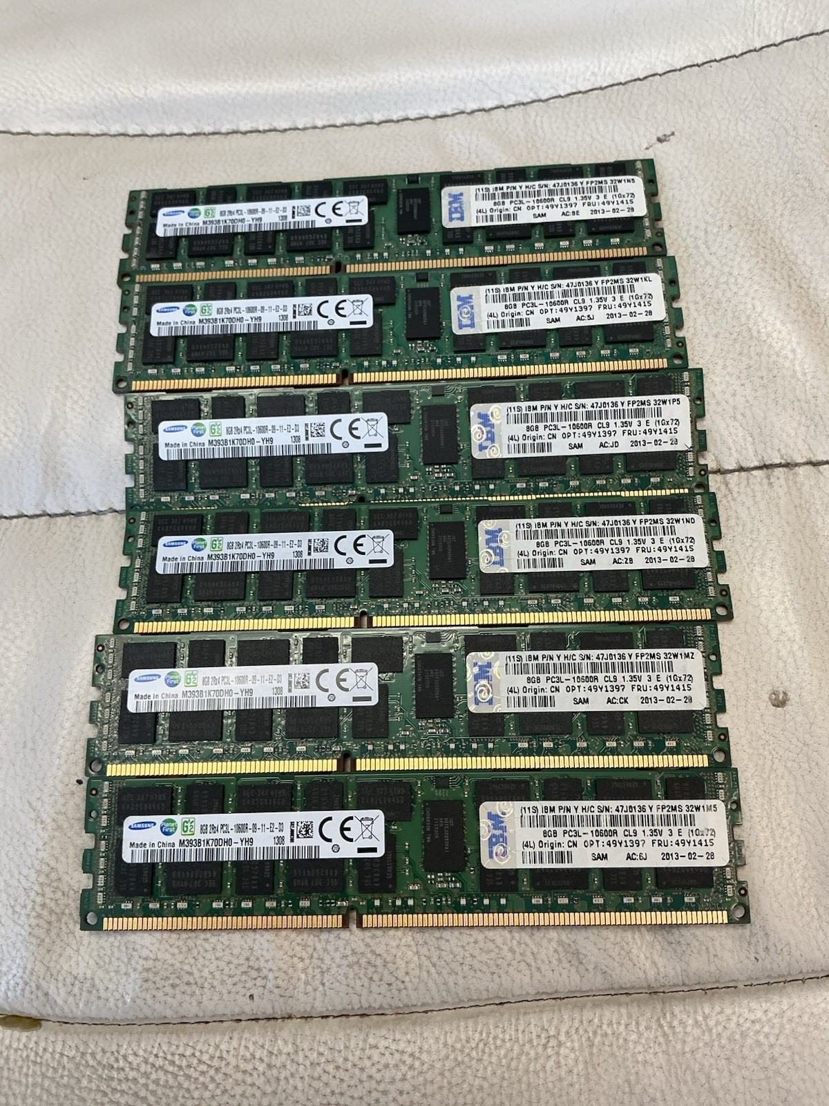IBM 49Y1415 49Y1397 8GB 2Rx4 PC3L-10600 Lot Of 6
