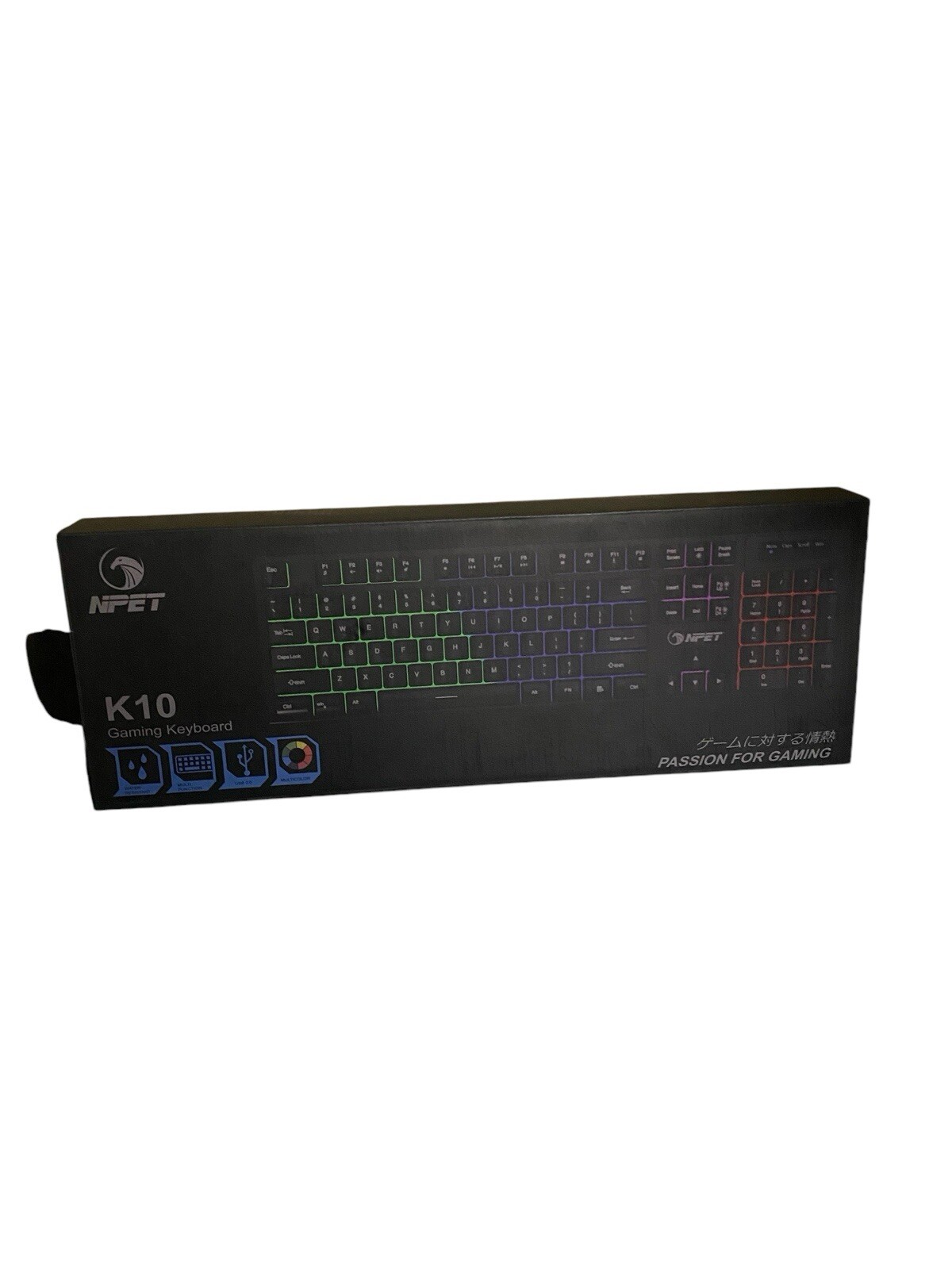 NPET K10 Wired Backlit Floating Gaming Keyboard, Mechanical Feeling Rainbow I...