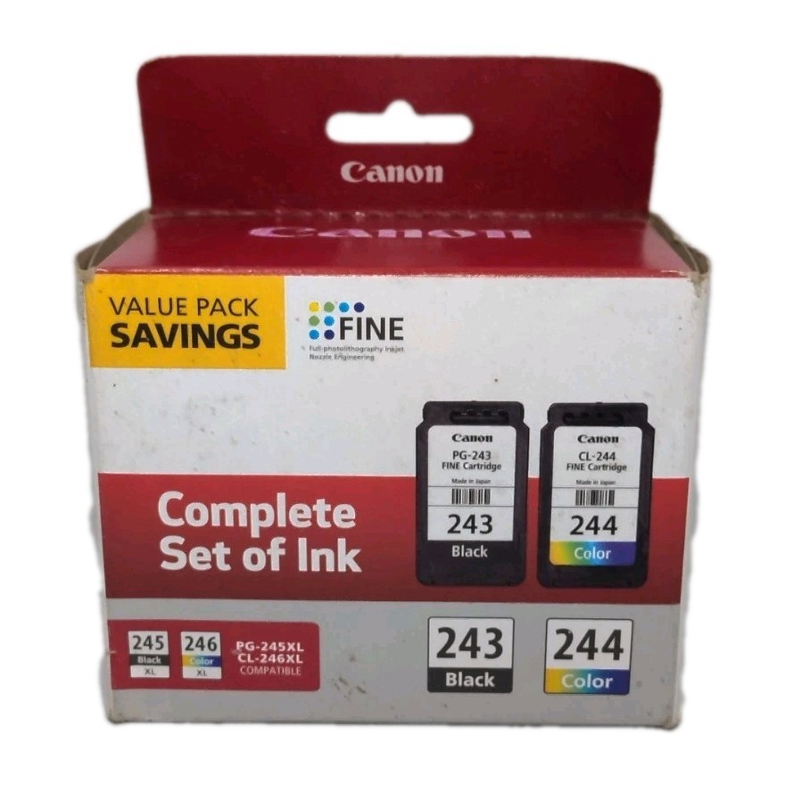 Canon 243 / 244 Value Pack Standard Capacity Ink Cartridges Black & Color Sealed
