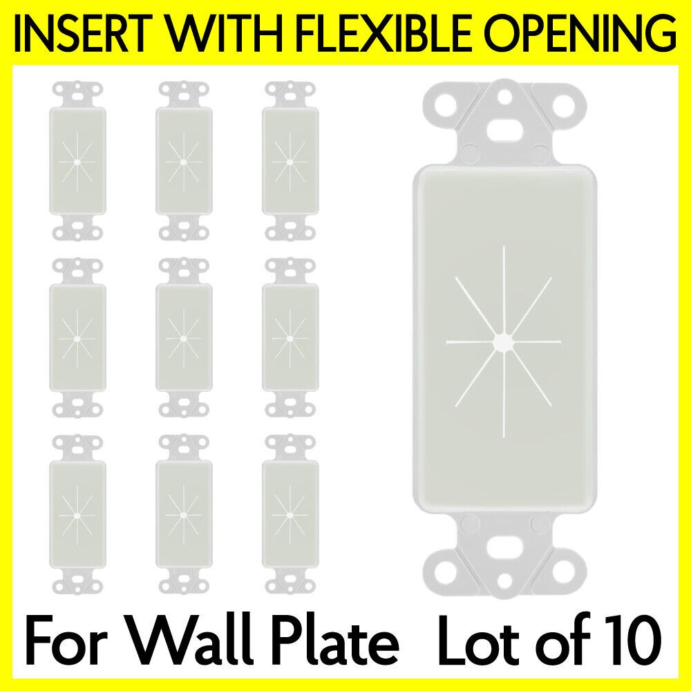 Wall Plate Insert with Flexible Opening Max 6 Cable for Decora Faceplate 10 Pack