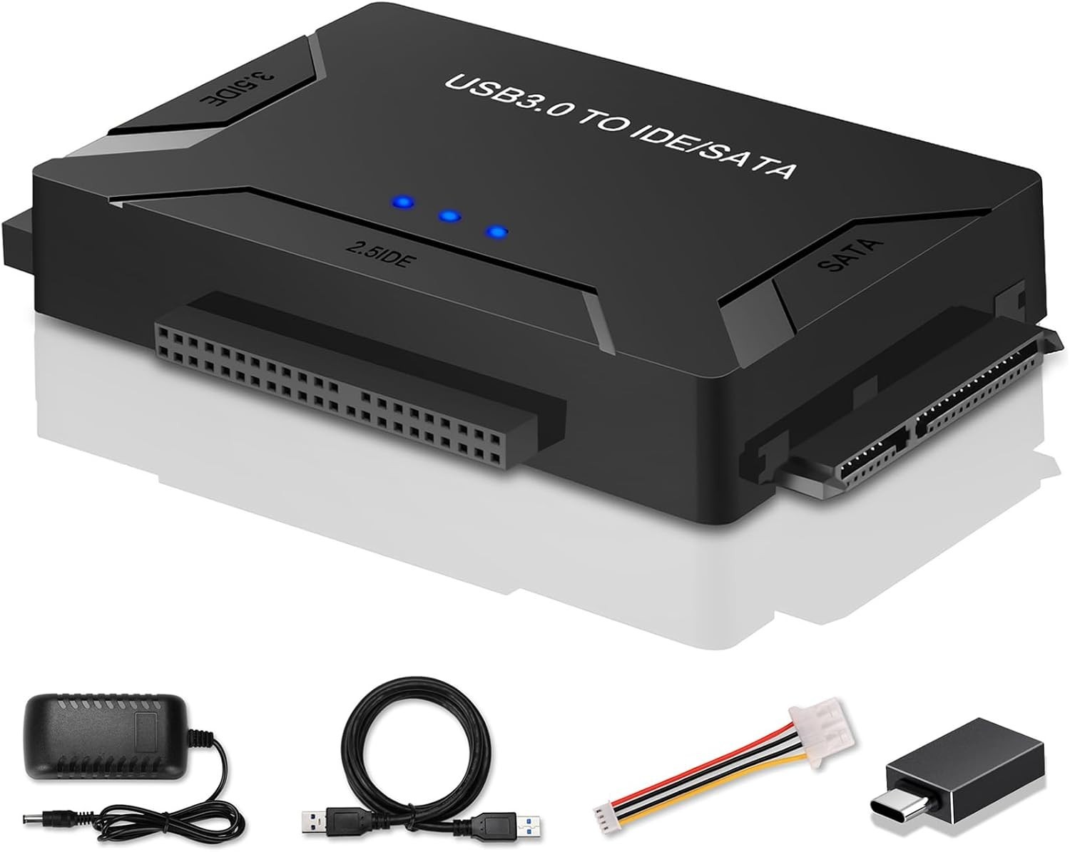 Compact 3-in-1 USB 3.0 Hard Drive Adapter for Fast Data Transfer and Recovery