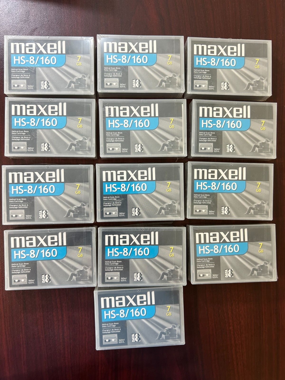 Factory Sealed Lot of 13 Maxell HS-8/160 Helical-Scan 8mm Data Cartridge