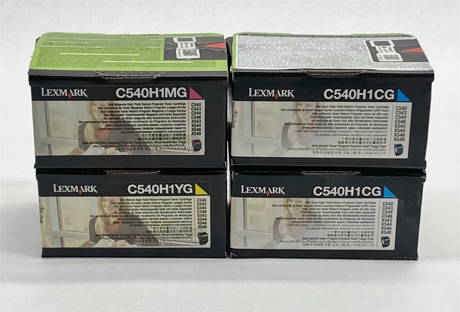 Lexmark C540 C540H4YG C540H1CG C540H1MG Cyan Magenta Yellow Toner Lot 4 NEW