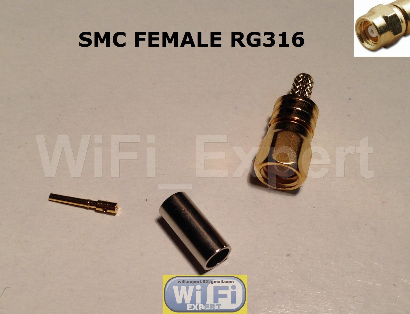 1 x SMC Female plug crimp for RG316 RG174 RG179 LMR100 Cable Straight Coonector
