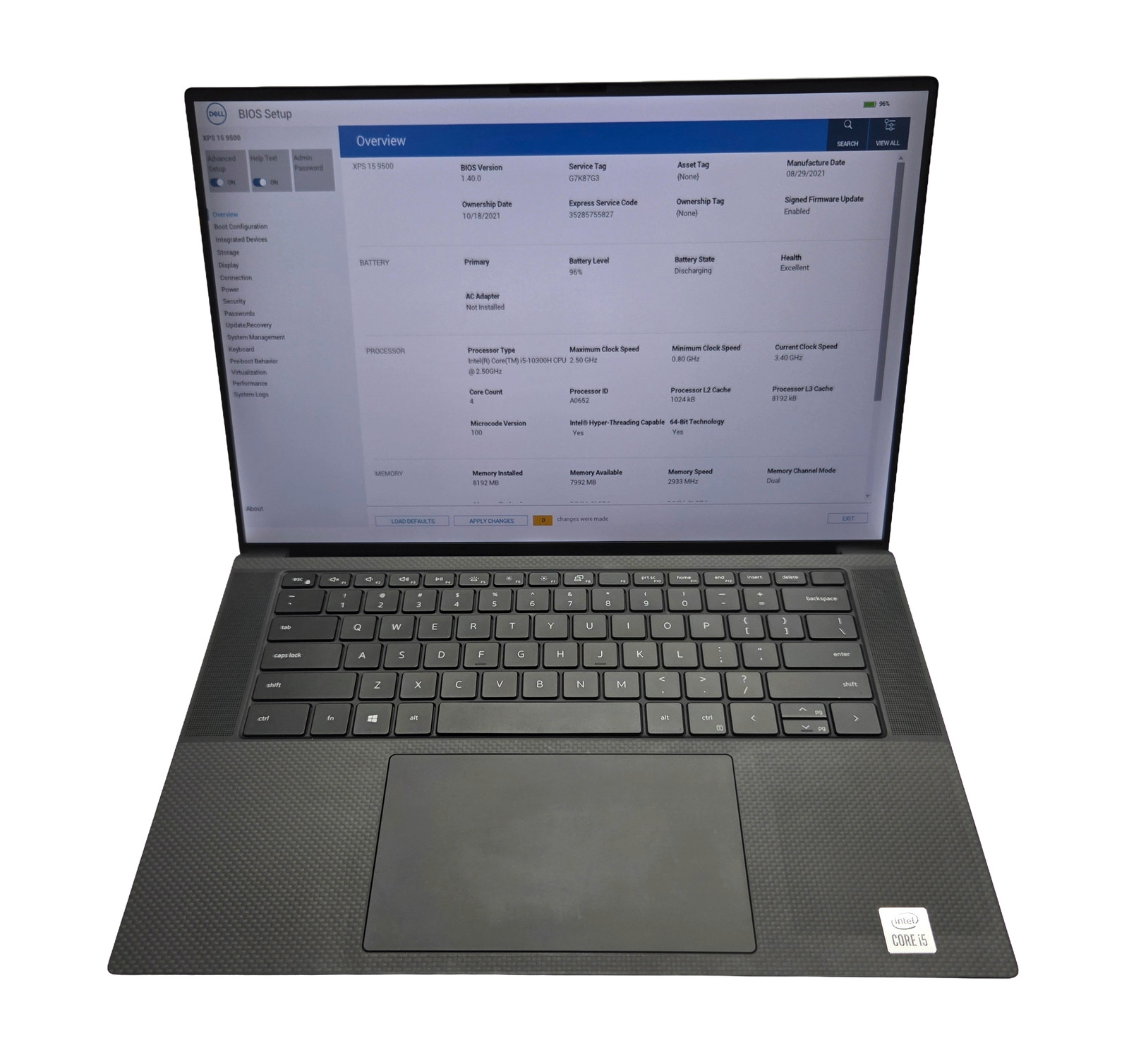 Dell XPS 15 9500 i5-10300H 8GB 256GB Windows 11 Pro