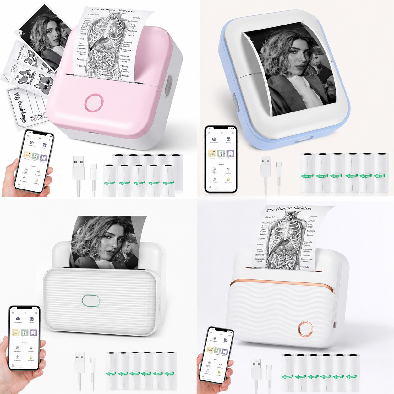 Mini Wireless Bluetooth Printer Thermal For School Home Text Only Printer