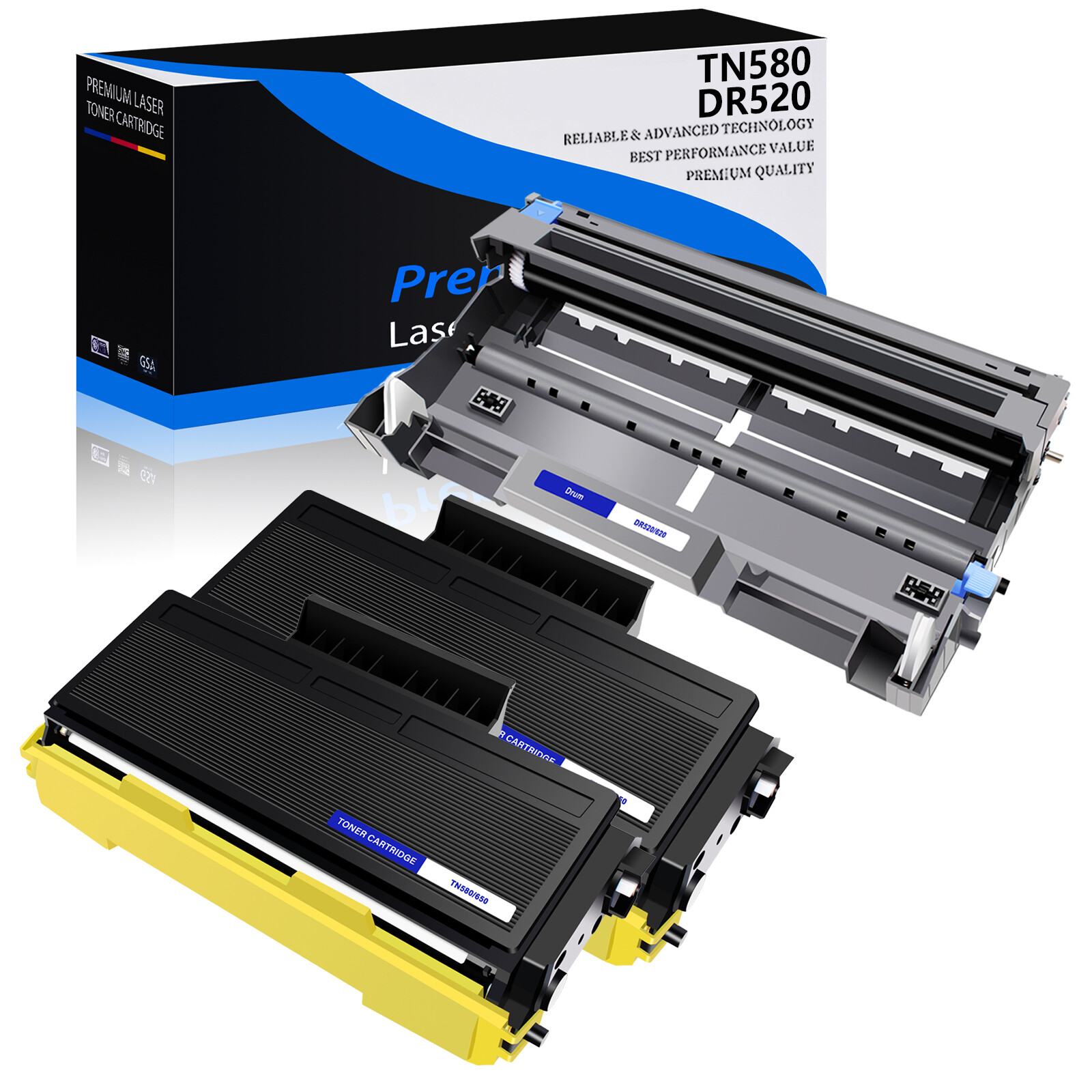 2X TN580 Toner 1X DR520 Drum For Brother MFC-8870DW MFC-8870WN MFC-8860N